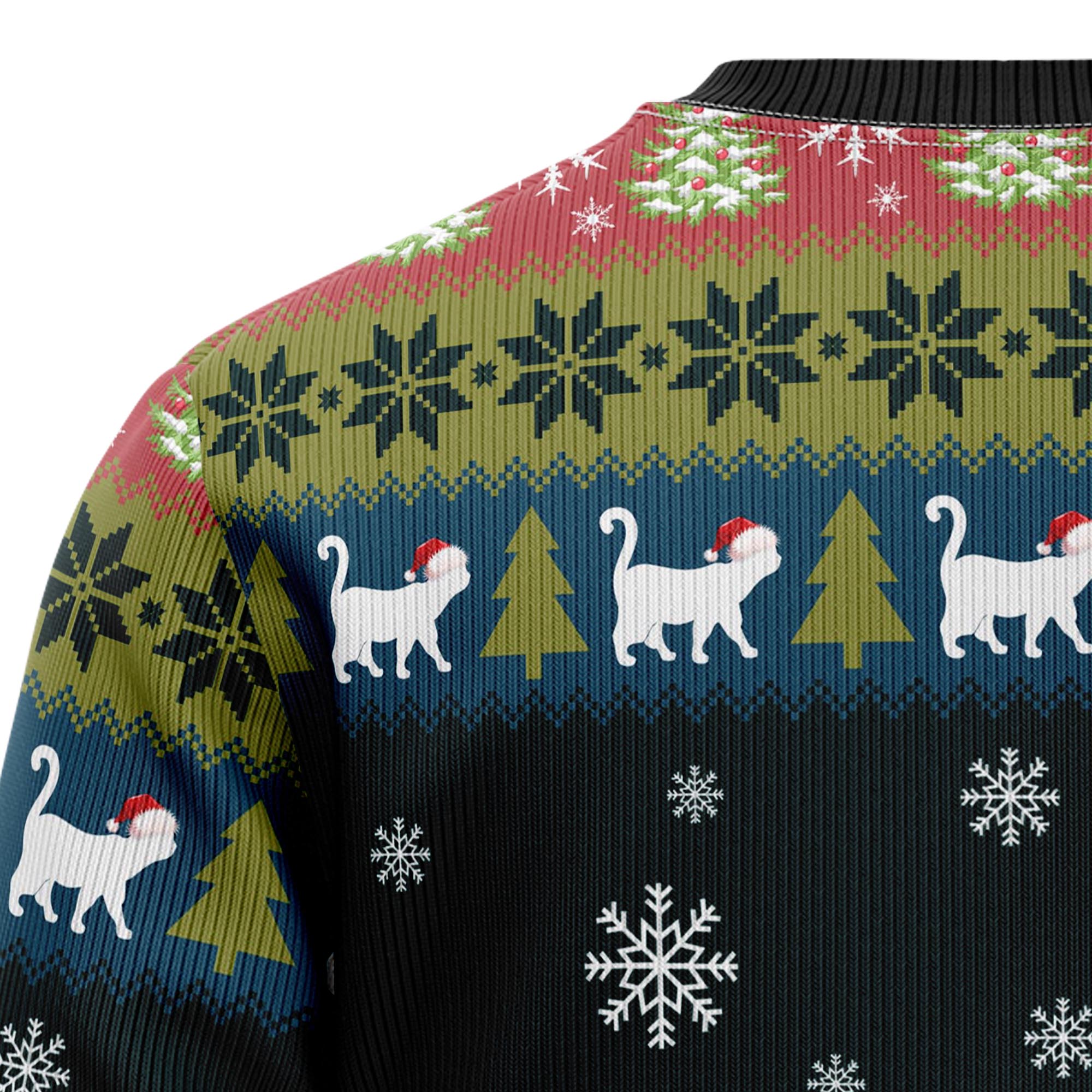 Cat Hanging on Christmas Tree Ugly Christmas Sweater, Unisex Holiday Party Outfit, Gift for Cat Owners and Cat Lovers