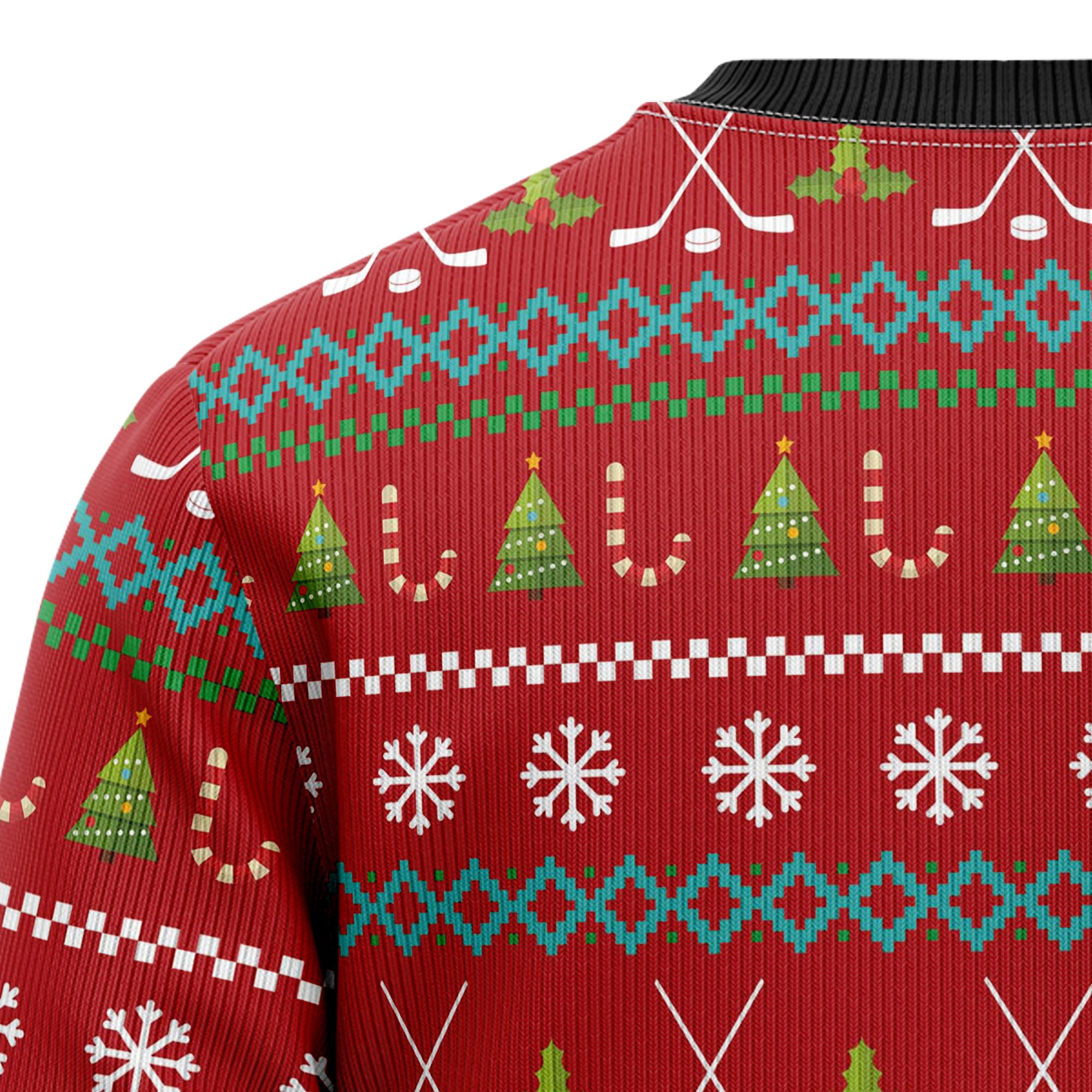 All I Want for Christmas Is Hockey Ugly Christmas Sweater, Funny Holiday Party Outfit for Hockey Players And Fans