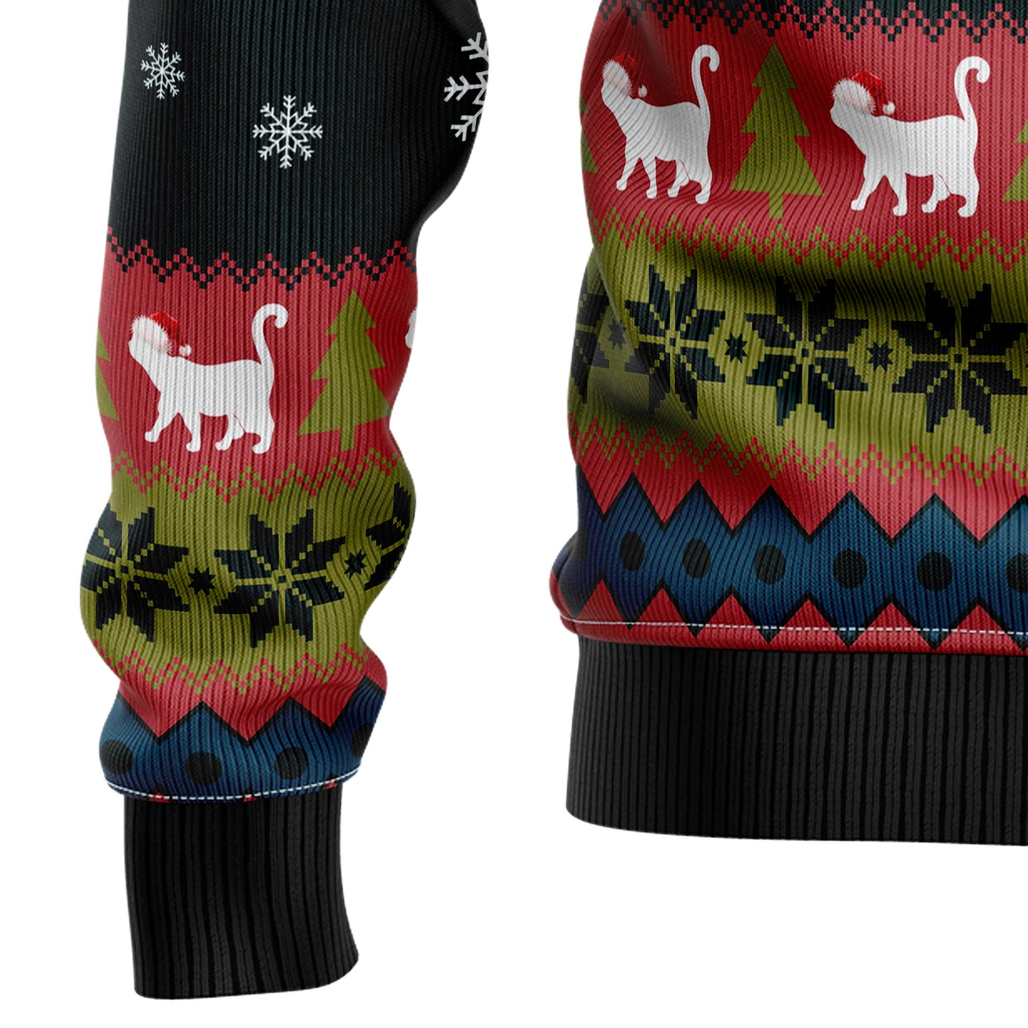 Cat Hanging on Christmas Tree Ugly Christmas Sweater, Unisex Holiday Party Outfit, Gift for Cat Owners and Cat Lovers
