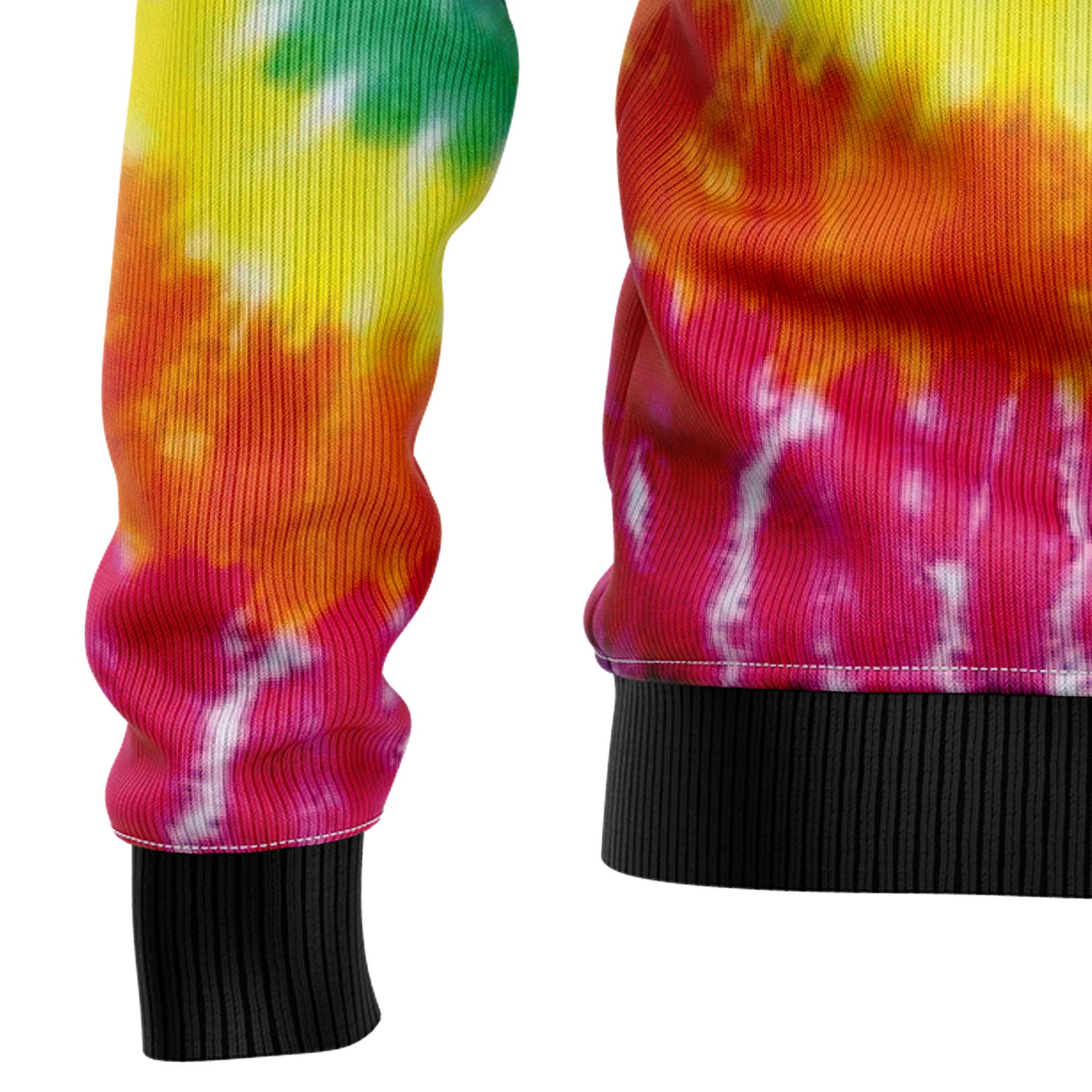 Hippie Tie Dye Color Ugly Christmas Sweater, Unisex Holiday Party Outfit, Xmas Gift for Hippie and Tie Dye Fans
