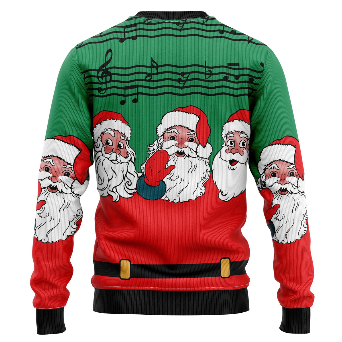 Santa Claus and Music Notes Ugly Christmas Sweater, Funny Xmas Party Outfit, Gift for Musicians and Music Lovers