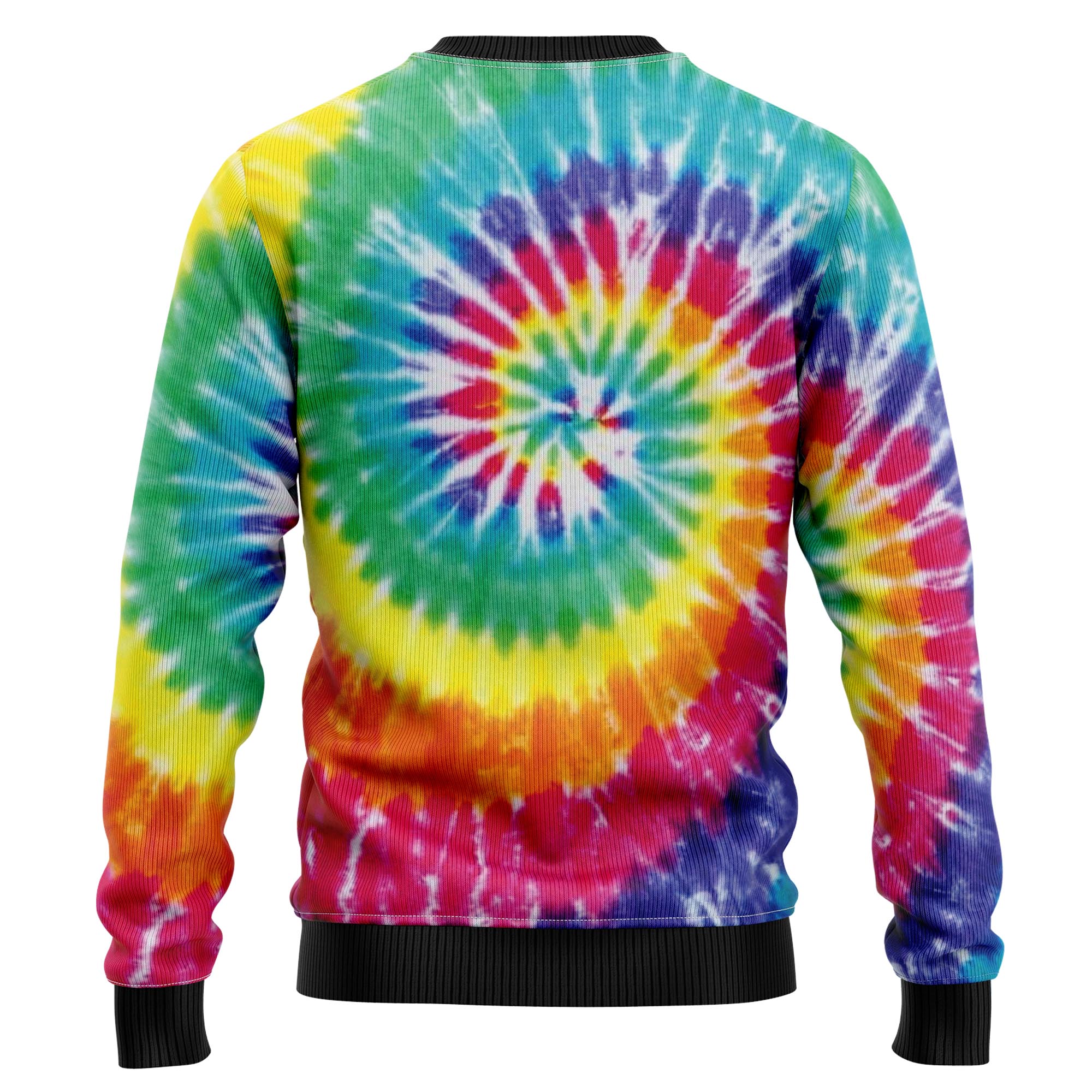Hippie Tie Dye Color Ugly Christmas Sweater, Unisex Holiday Party Outfit, Xmas Gift for Hippie and Tie Dye Fans
