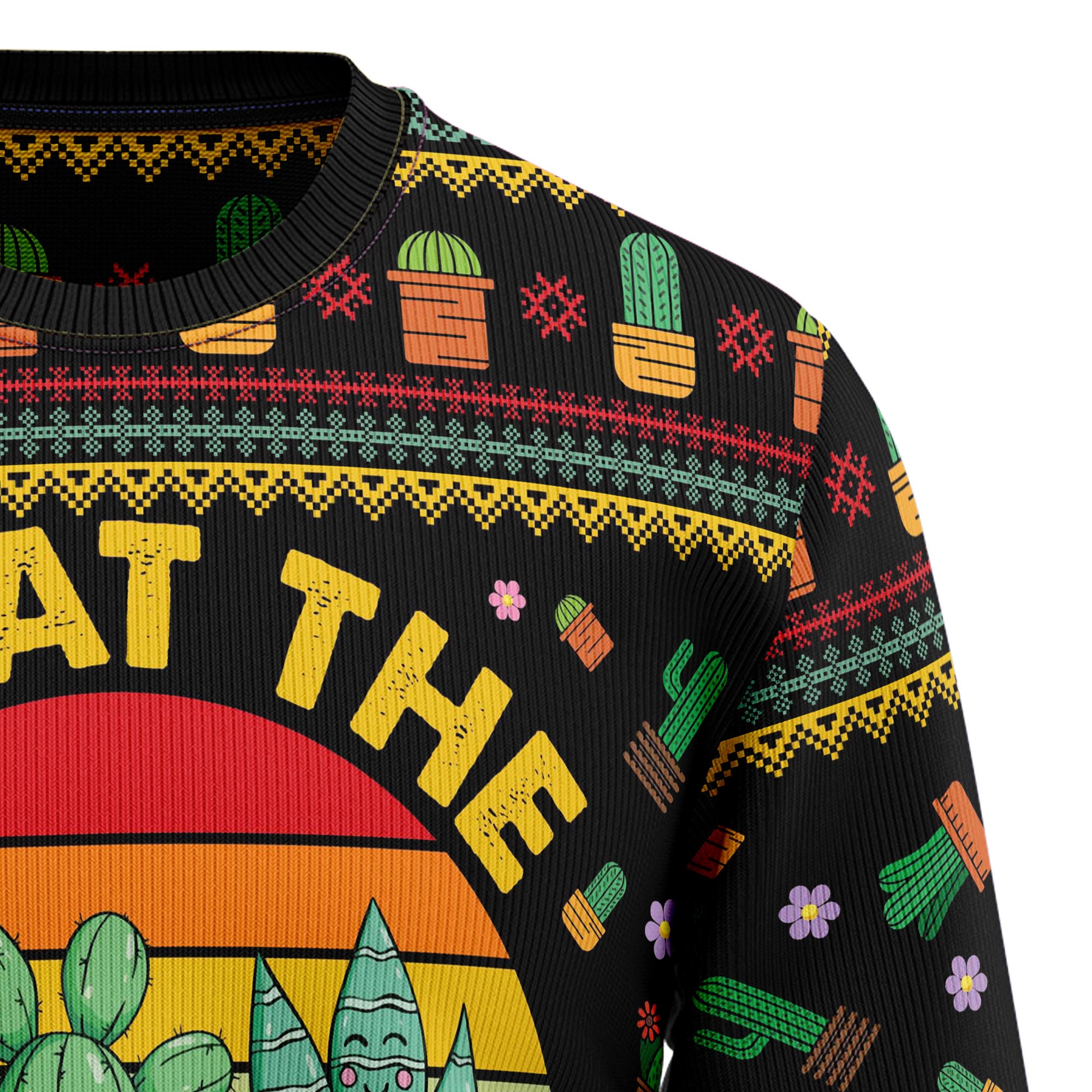 Cactus What the Fucculent Ugly Christmas Sweater for Men and Women, Funny Holiday Party Outfit, Festive Christmas Gift