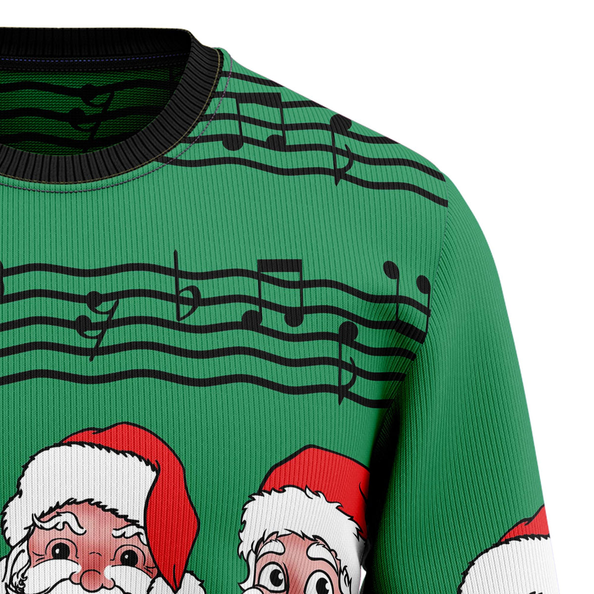 Santa Claus and Music Notes Ugly Christmas Sweater, Funny Xmas Party Outfit, Gift for Musicians and Music Lovers