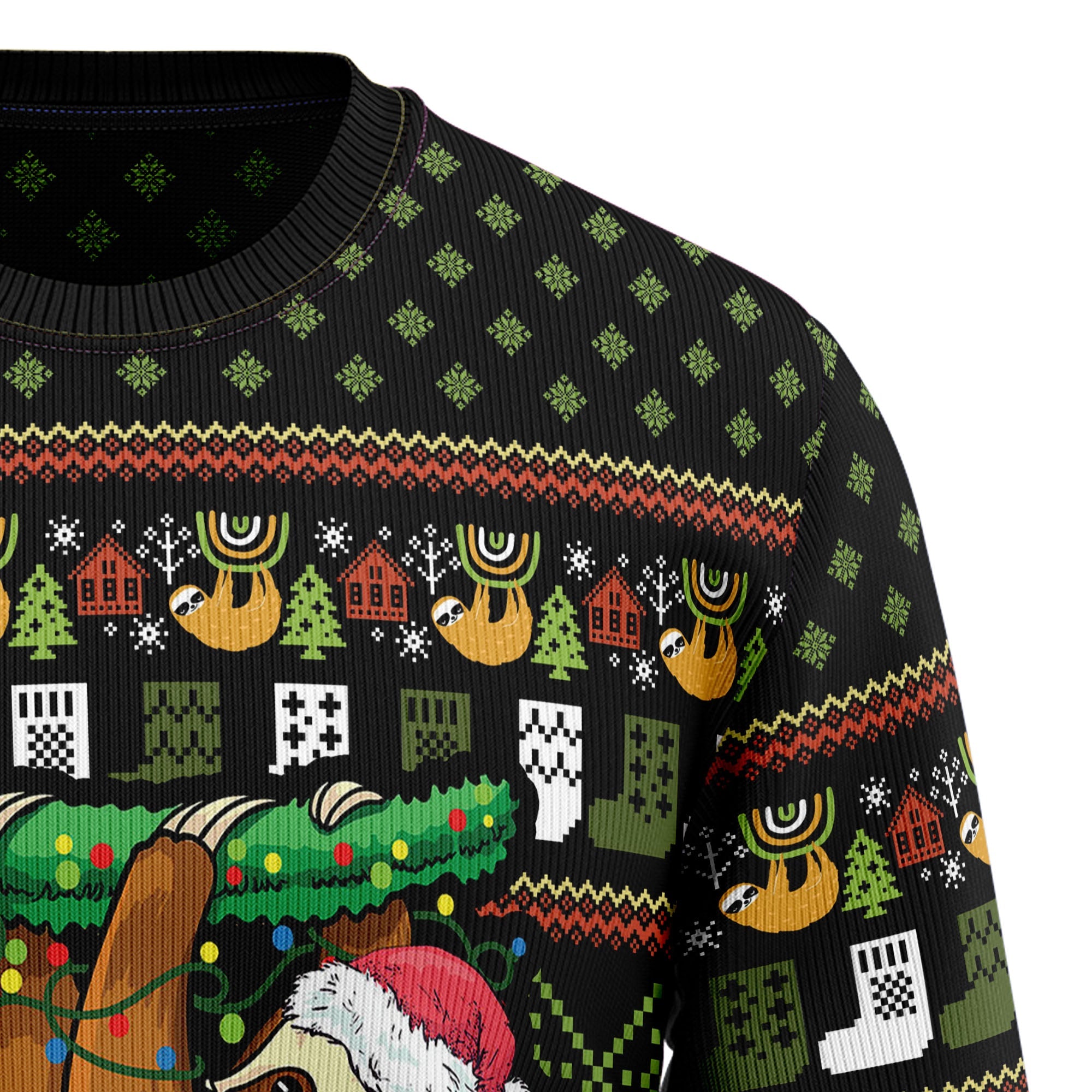 Sloth Christmas Lights Ugly Christmas Sweater, Cute Sloth Holiday Pullover, Holiday Gatherings and Family Photos