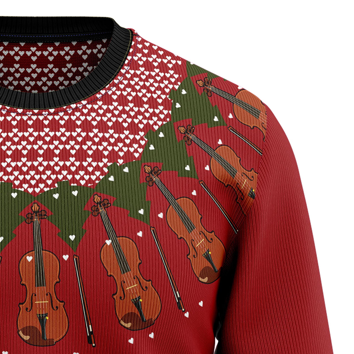 Violin Lover Ugly Christmas Sweater, Music Violin Holiday Pullover for Orchestra Fans, Fun Xmas Party Clothing