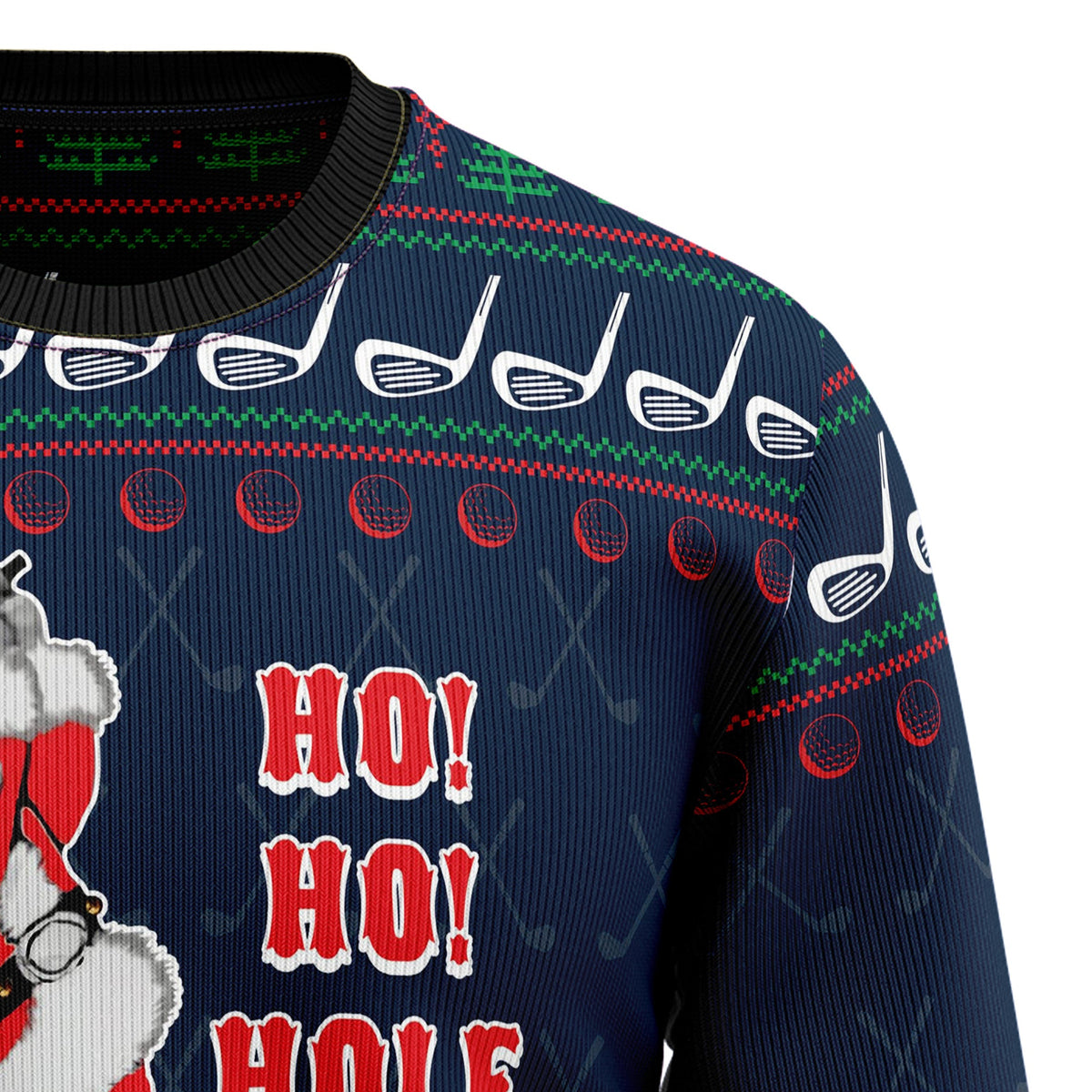 Ho Ho Hole In One Golf Christmas Sweater - Funny Ugly Christmas Sweater for Men and Women, Unisex Holiday Party Outfit