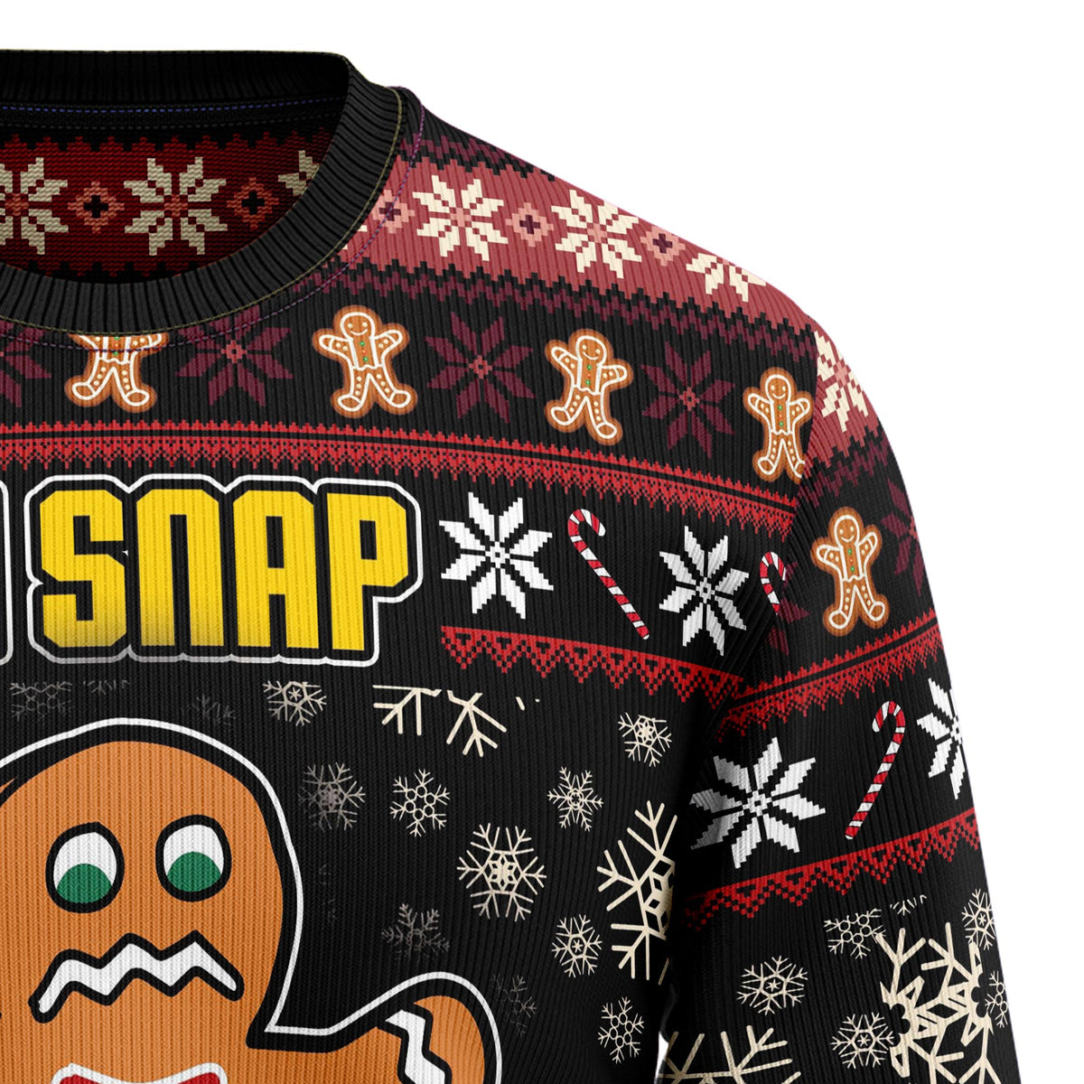 Oh Snap Gingerbread Christmas Sweater - Funny Ugly Christmas Sweater for Men and Women, Unisex Holiday Party Outfit