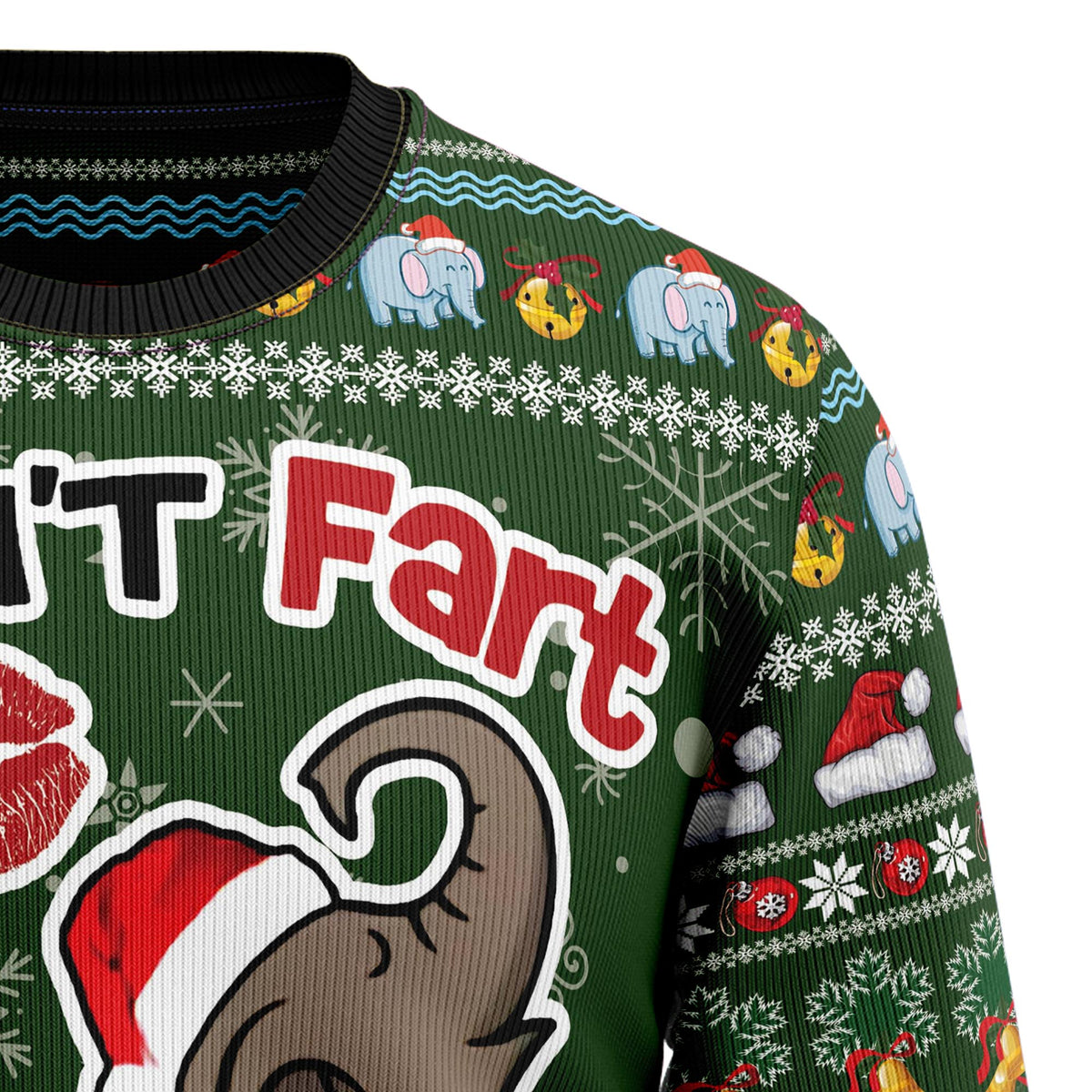 Elephant I Didn't Fart My Butt Blew You A Kiss Ugly Christmas Sweater, Funny Holiday Party Outfit for Men Women,