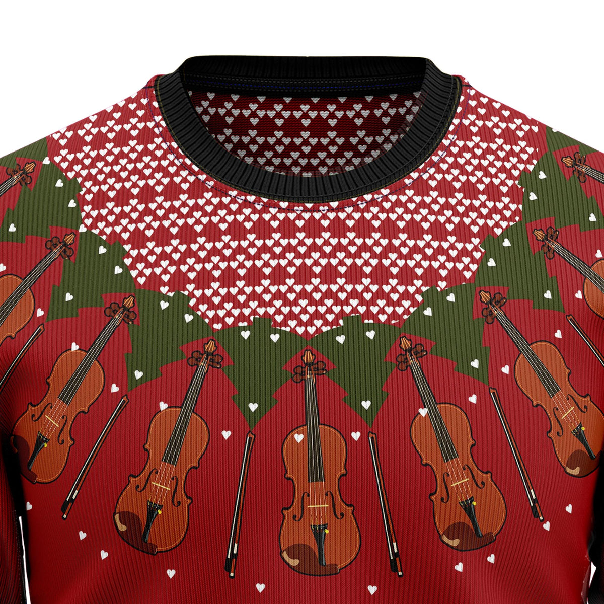 Violin Lover Ugly Christmas Sweater, Music Violin Holiday Pullover for Orchestra Fans, Fun Xmas Party Clothing
