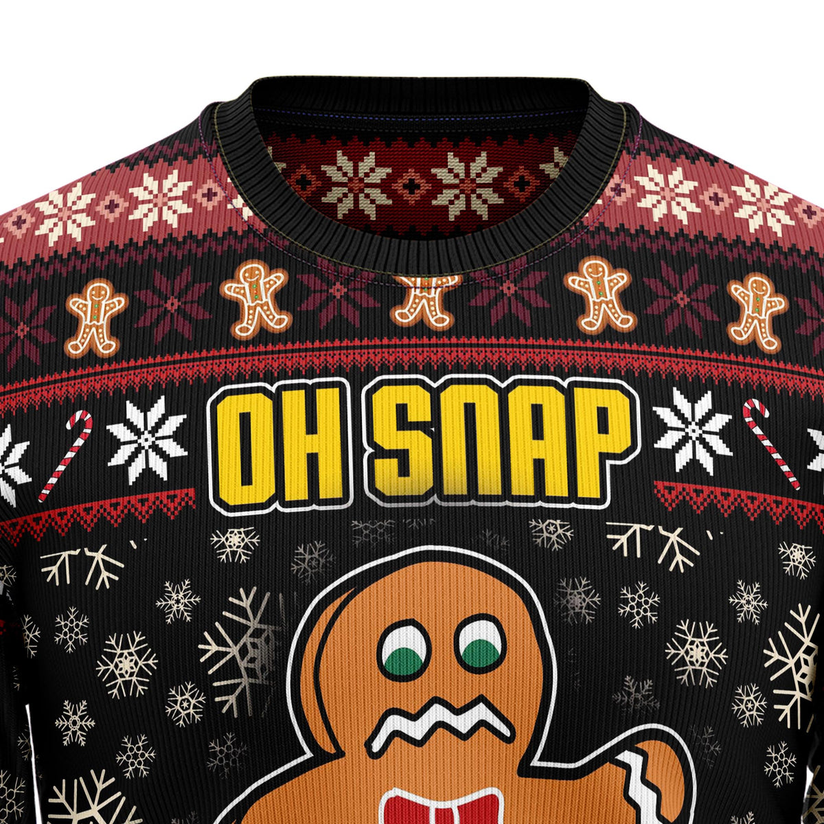 Oh Snap Gingerbread Christmas Sweater - Funny Ugly Christmas Sweater for Men and Women, Unisex Holiday Party Outfit