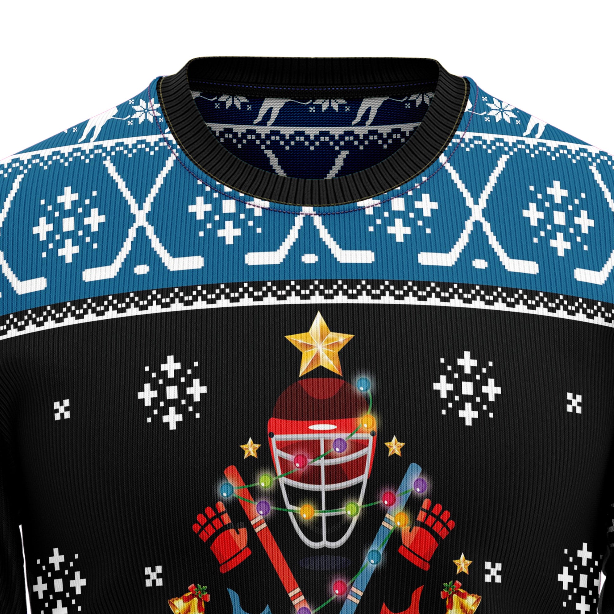 Happy Hockeyday Ugly Christmas Sweater for Men and Women, Funny Holiday Party Gift for Hockey Players And Fans