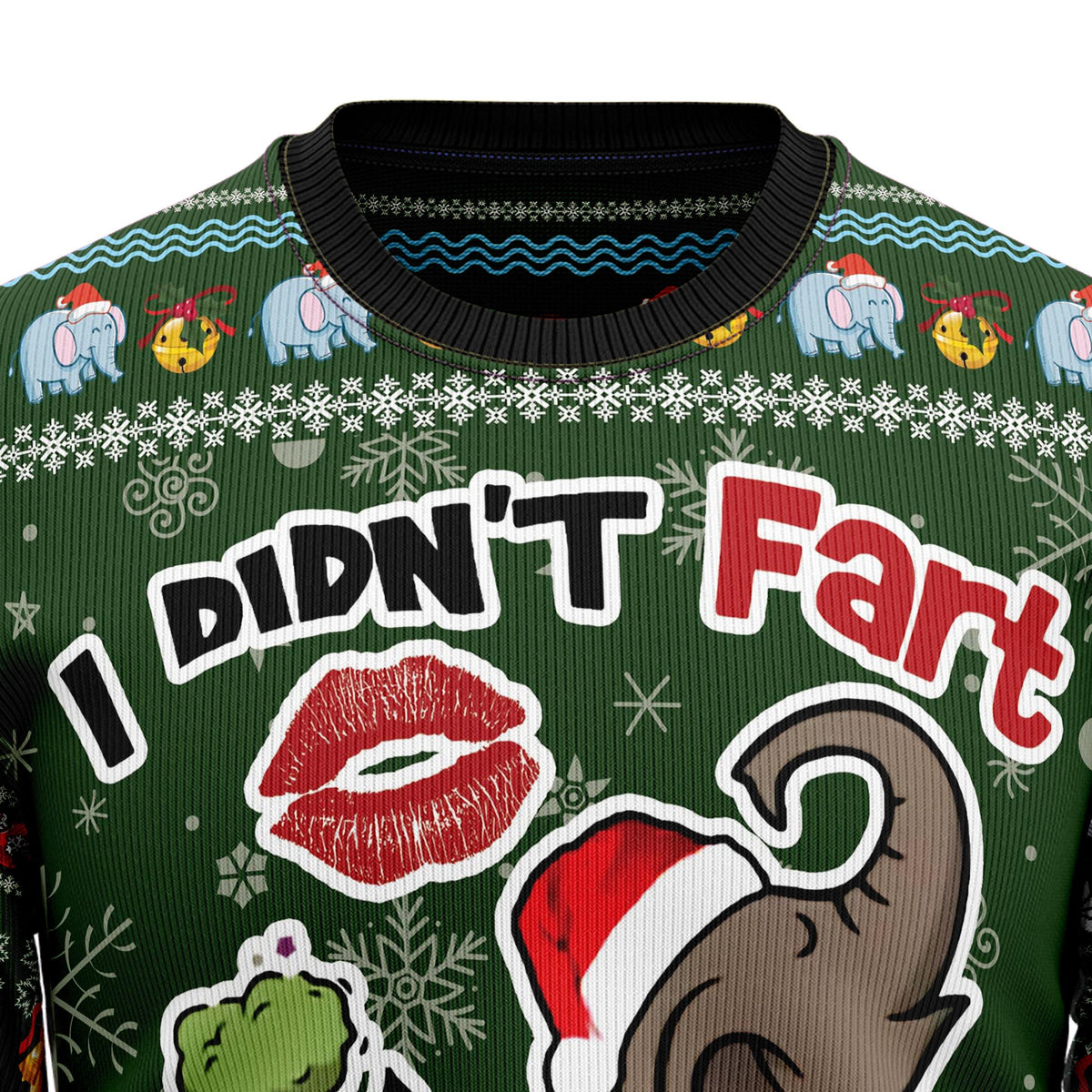 Elephant I Didn't Fart My Butt Blew You A Kiss Ugly Christmas Sweater, Funny Holiday Party Outfit for Men Women,