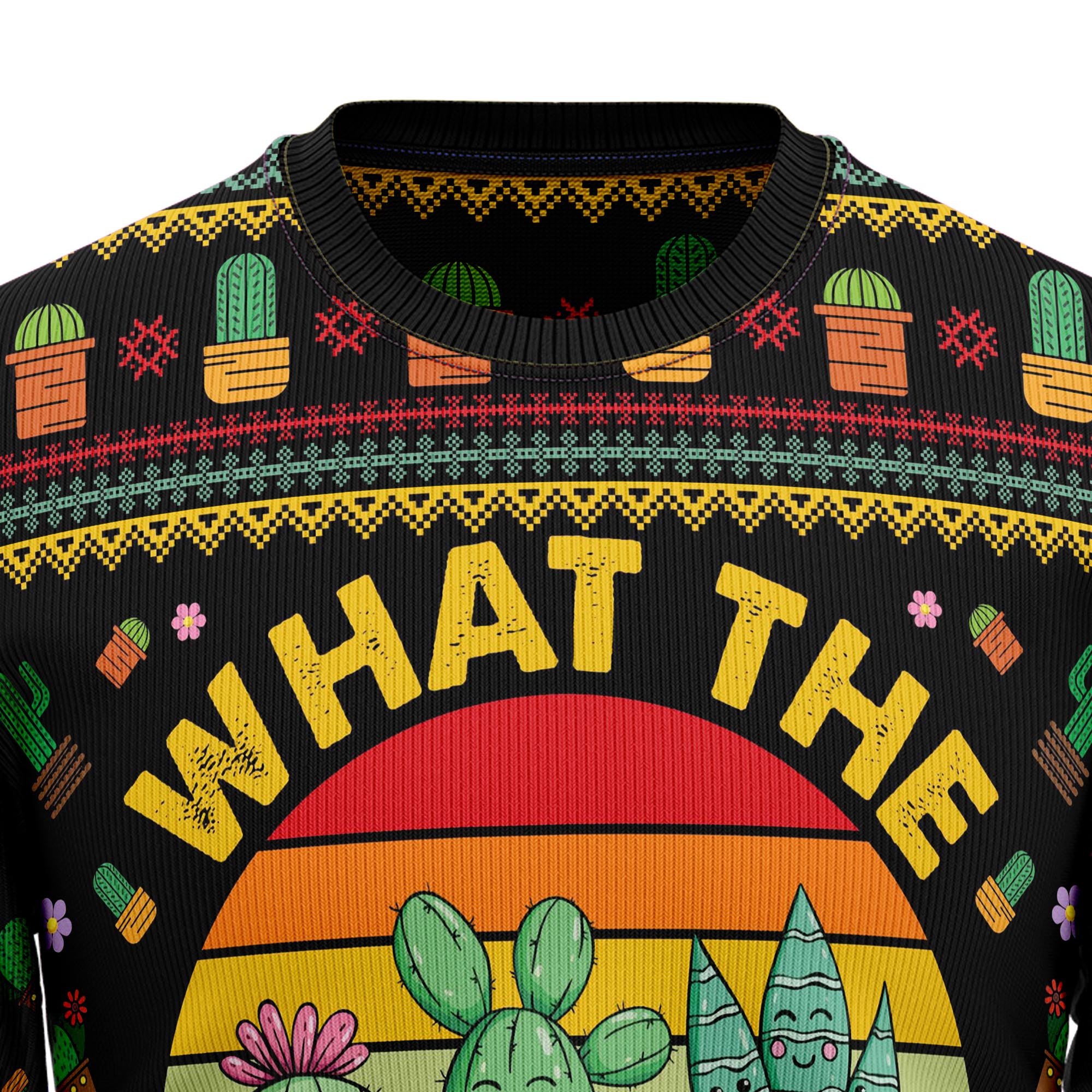 Cactus What the Fucculent Ugly Christmas Sweater for Men and Women, Funny Holiday Party Outfit, Festive Christmas Gift