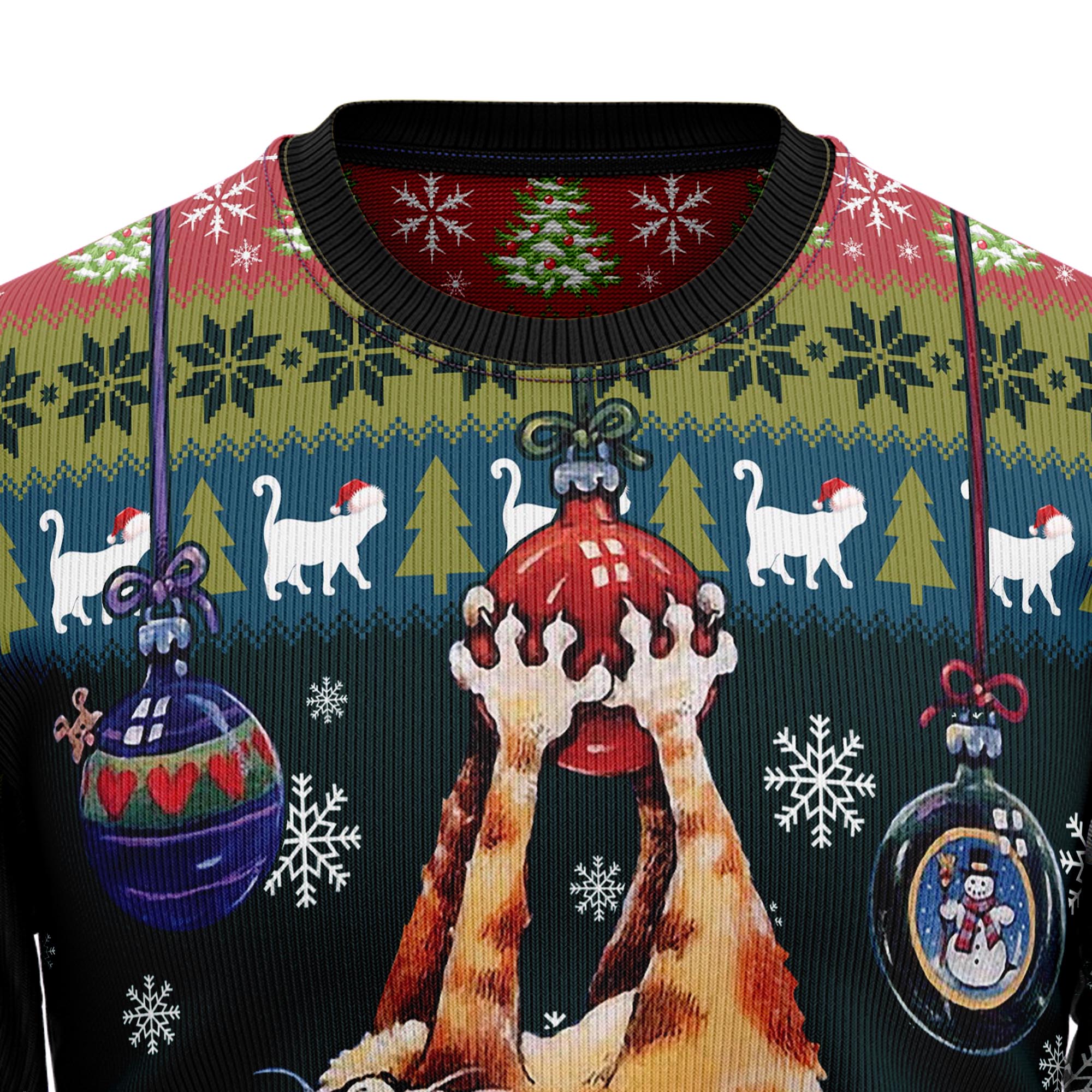 Cat Hanging on Christmas Tree Ugly Christmas Sweater, Unisex Holiday Party Outfit, Gift for Cat Owners and Cat Lovers