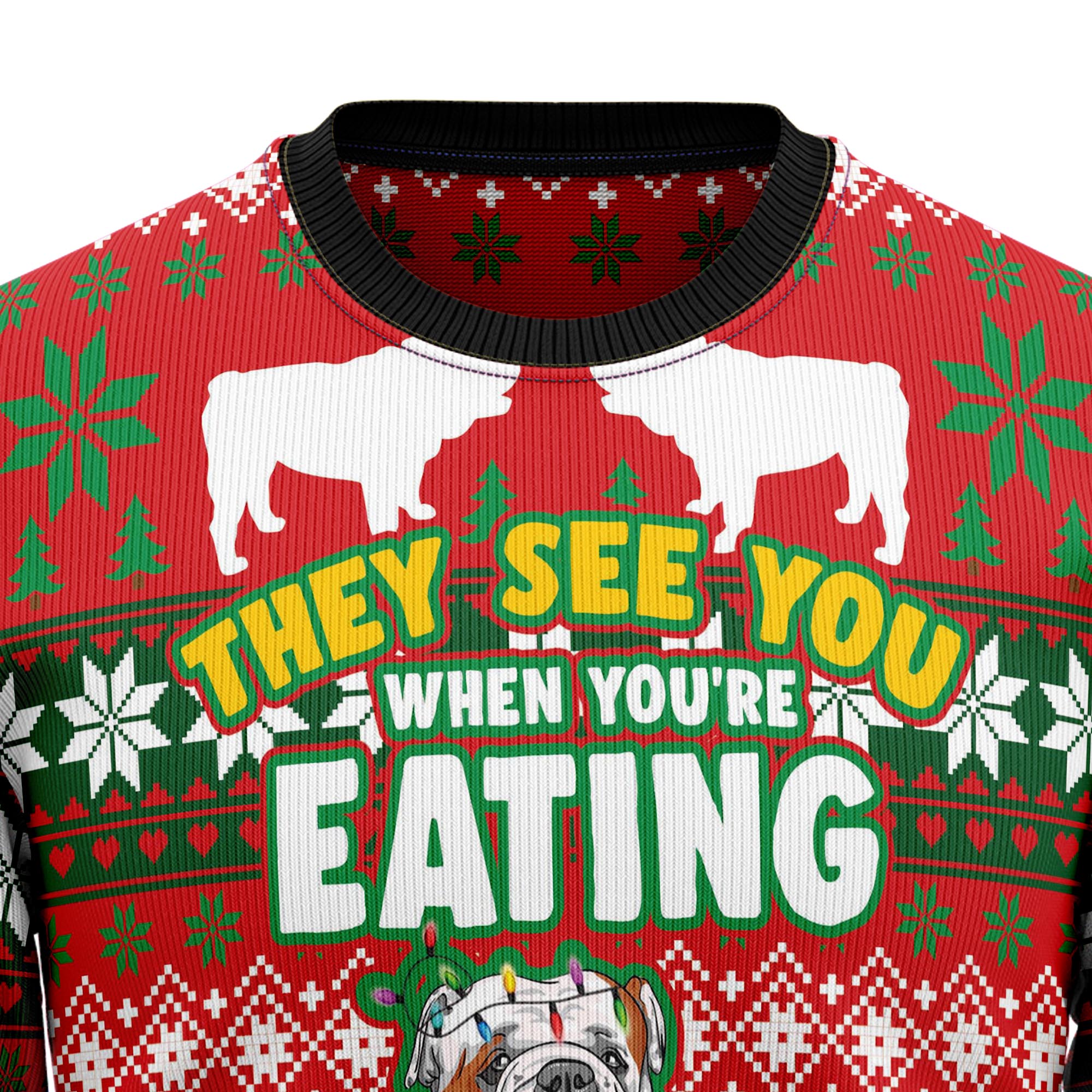 Bulldog Snacks Ugly Christmas Sweater for Men and Women, Festive Holiday Party Outfit and Gift for Bulldog Lovers