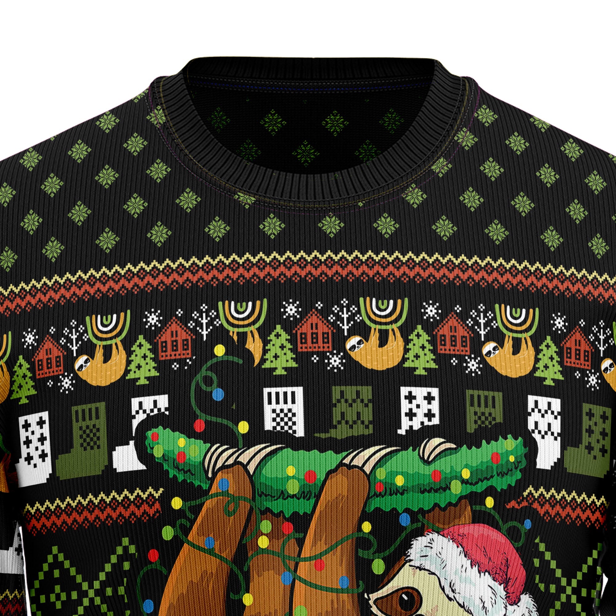 Sloth Christmas Lights Ugly Christmas Sweater, Cute Sloth Holiday Pullover, Holiday Gatherings and Family Photos