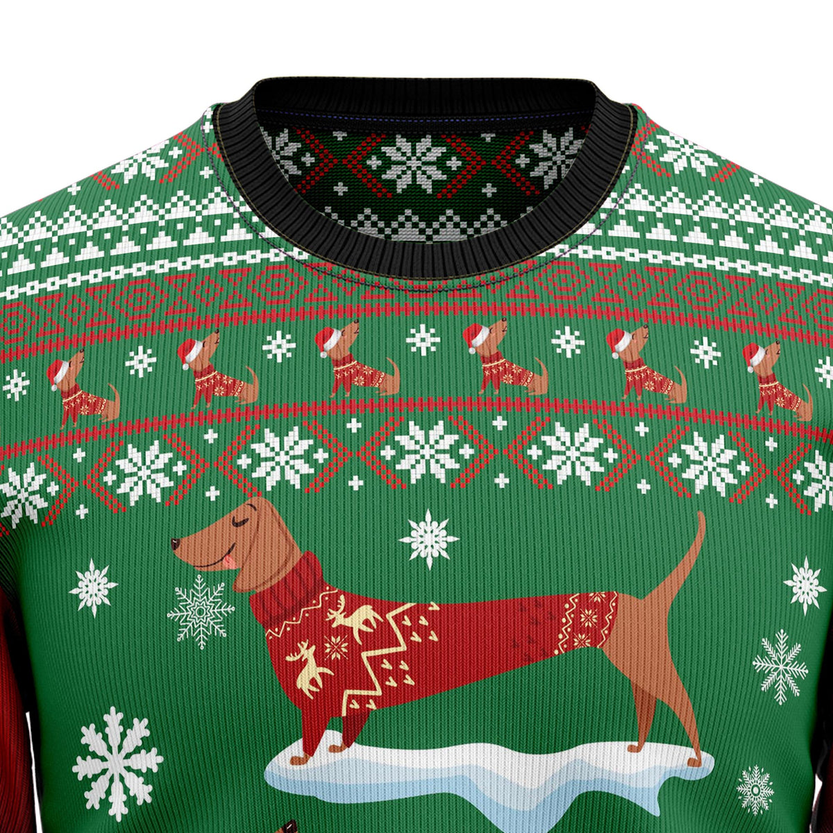 Dachshund Snow Day Ugly Christmas Sweater, Cute Wiener Dog Pullover for Dachshund Owners, Fun Xmas Party Clothing