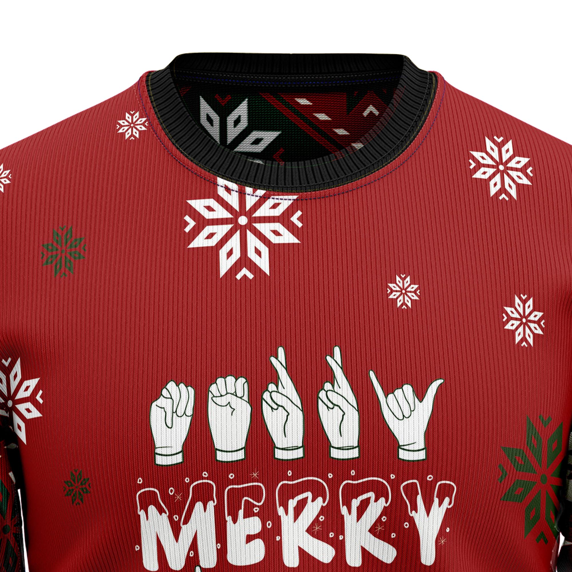 Sign Language Merry Christmas Ugly Christmas Sweater, Funny Holiday Party Outfit for Sign Language Users And Friends