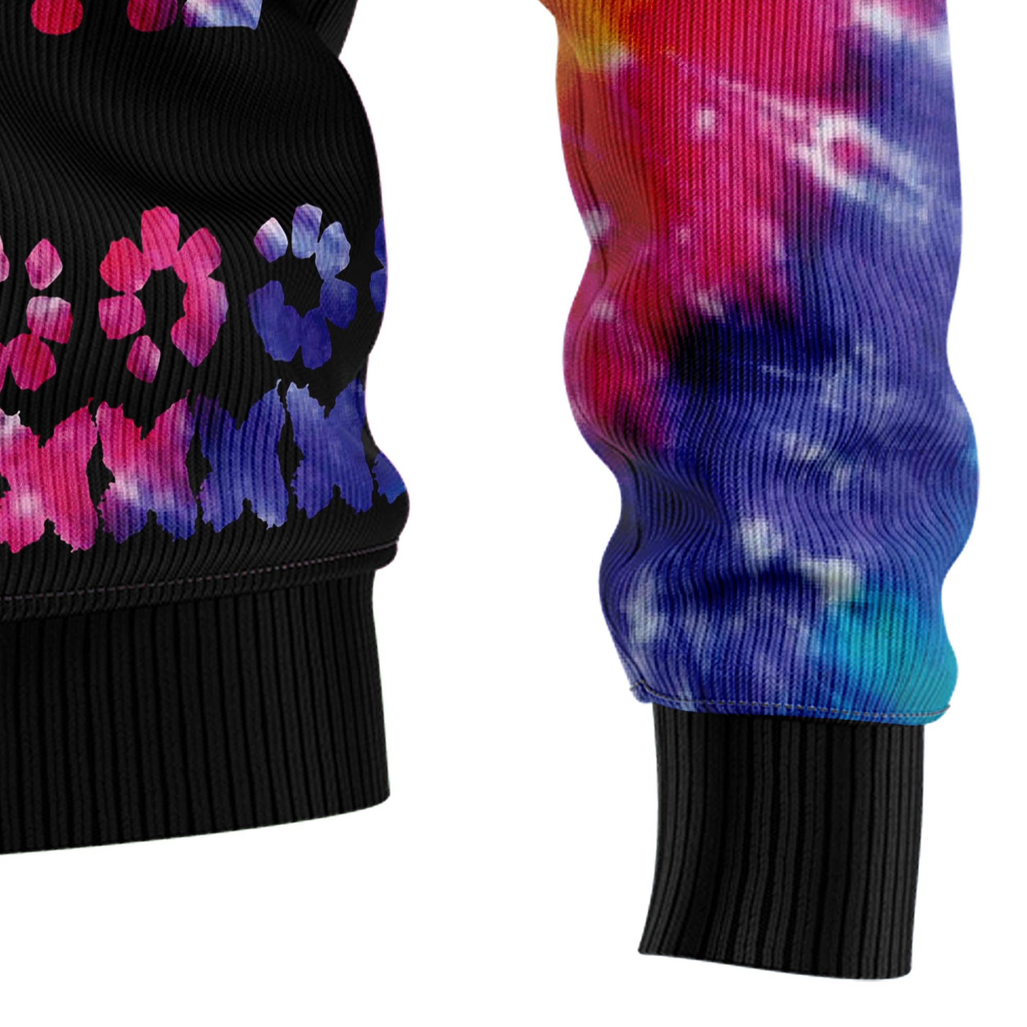Hippie Tie Dye Color Ugly Christmas Sweater, Unisex Holiday Party Outfit, Xmas Gift for Hippie and Tie Dye Fans