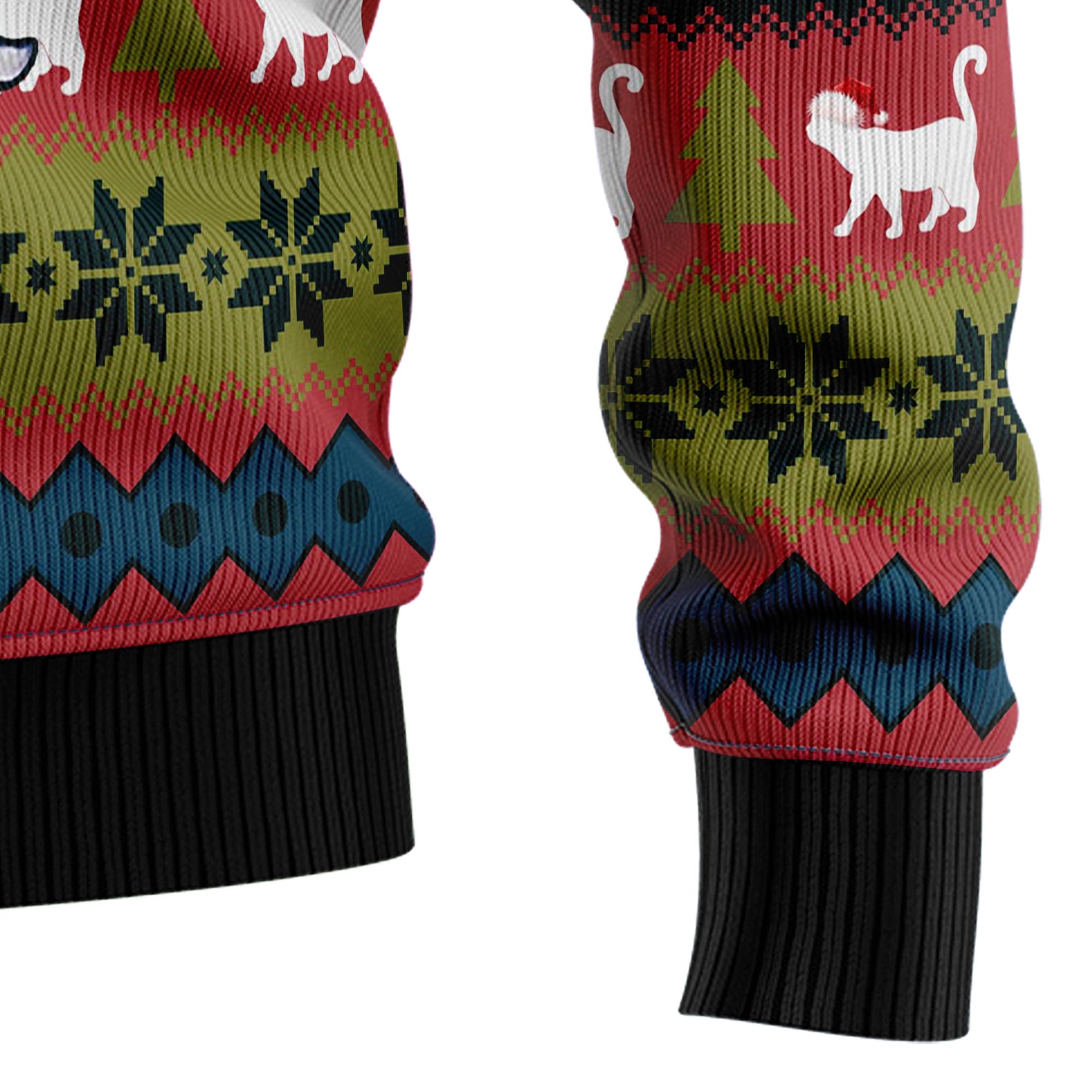 Cat Hanging on Christmas Tree Ugly Christmas Sweater, Unisex Holiday Party Outfit, Gift for Cat Owners and Cat Lovers