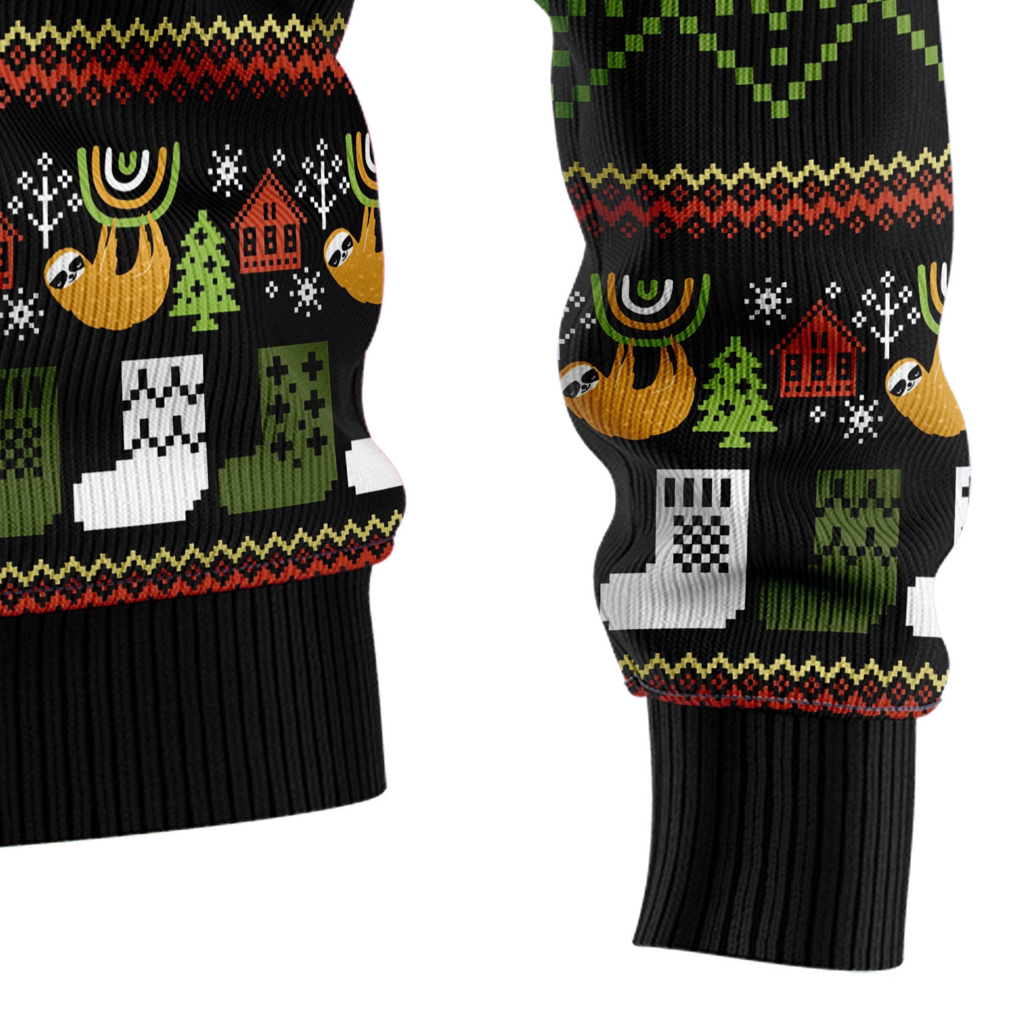 Sloth Christmas Lights Ugly Christmas Sweater, Cute Sloth Holiday Pullover, Holiday Gatherings and Family Photos