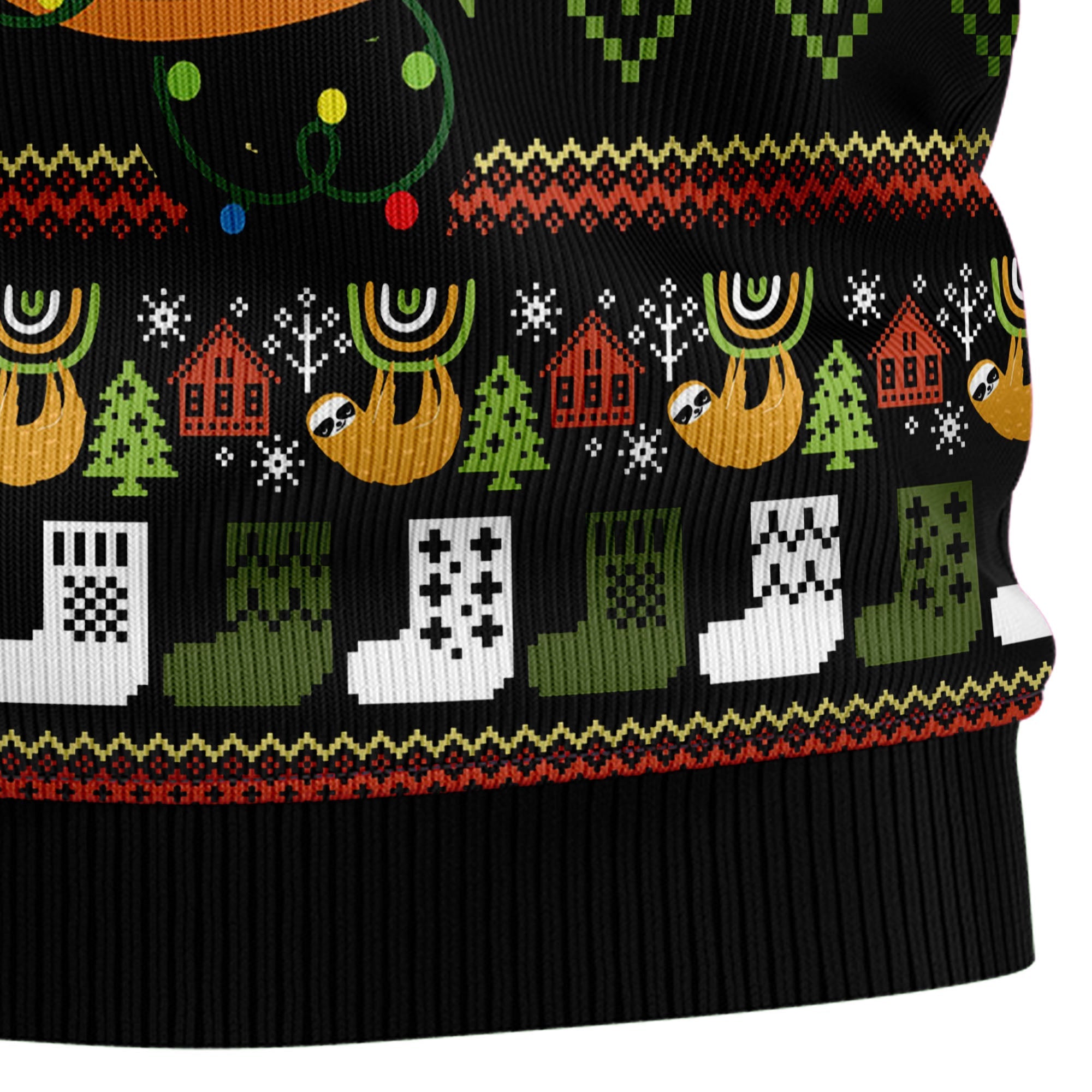 Sloth Christmas Lights Ugly Christmas Sweater, Cute Sloth Holiday Pullover, Holiday Gatherings and Family Photos