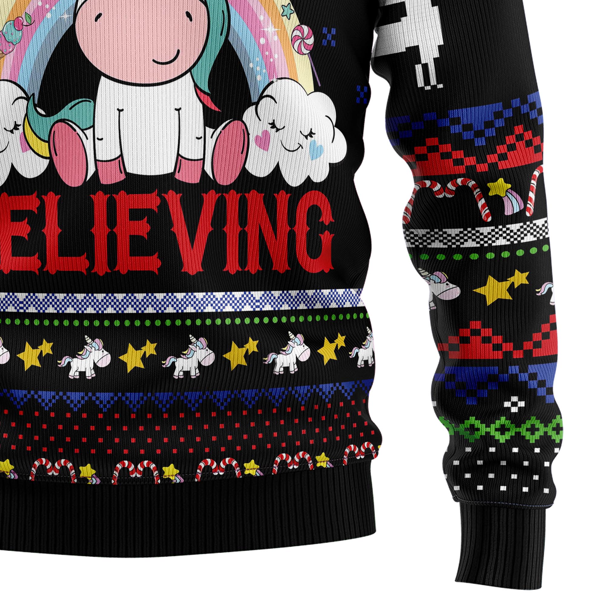 Unicorn Believing Christmas Ugly Christmas Sweater, Unisex Holiday Party Outfit, Xmas Gift for Unicorn Lovers