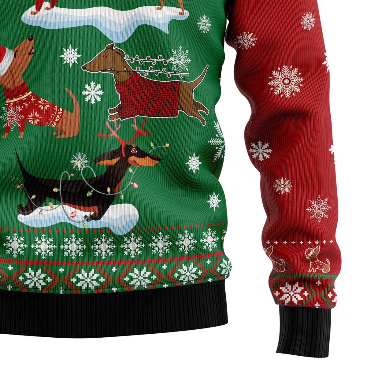 Dachshund Snow Day Ugly Christmas Sweater, Cute Wiener Dog Pullover for Dachshund Owners, Fun Xmas Party Clothing
