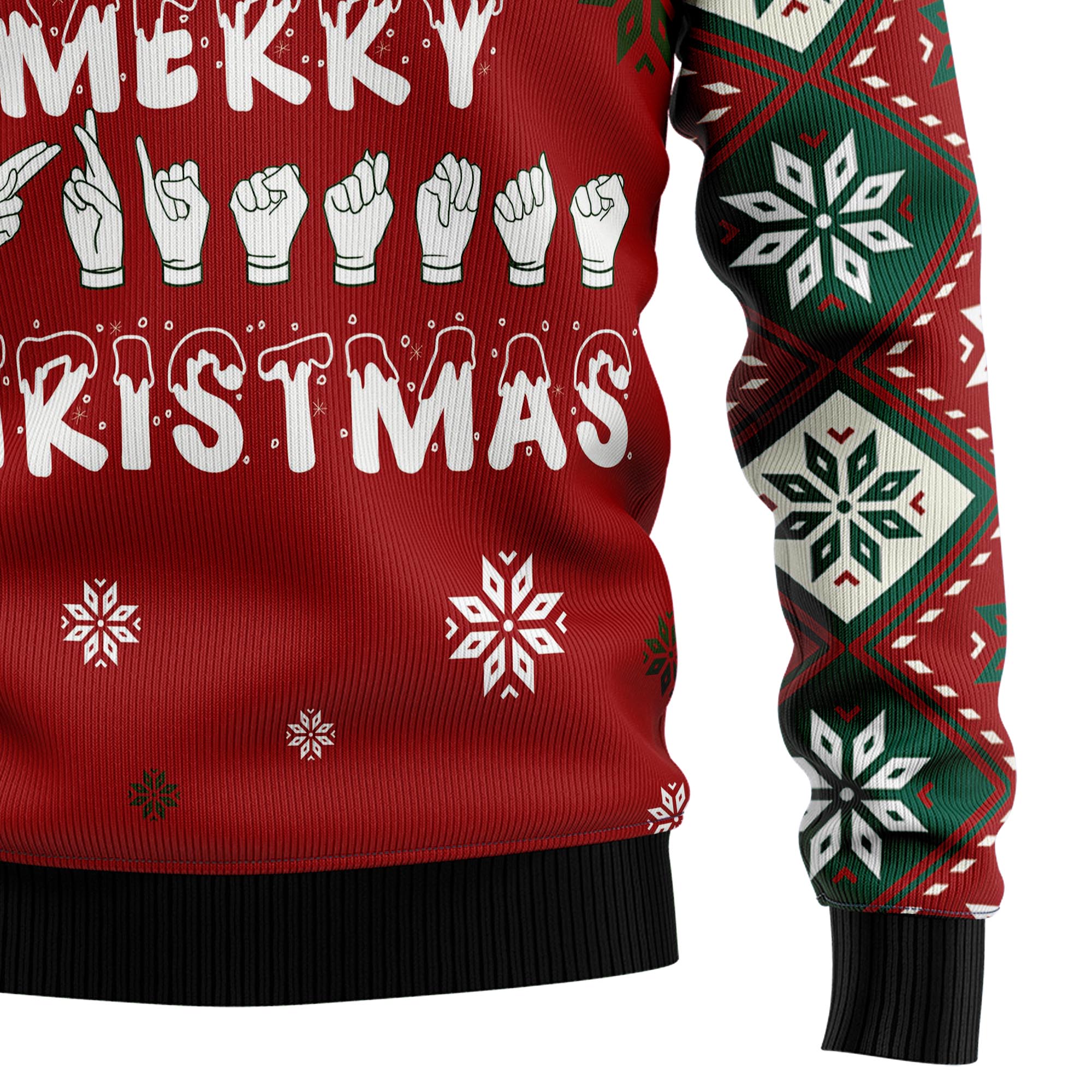 Sign Language Merry Christmas Ugly Christmas Sweater, Funny Holiday Party Outfit for Sign Language Users And Friends
