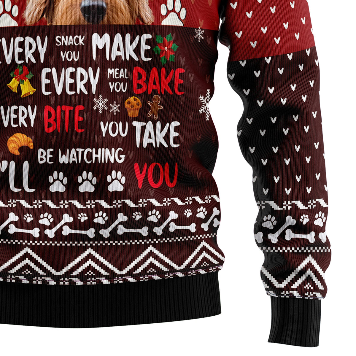 Goldendoodle Will Be Watching You Ugly Christmas Sweater, Holiday Party Outfit, Gift for Goldendoodle Dog Lovers