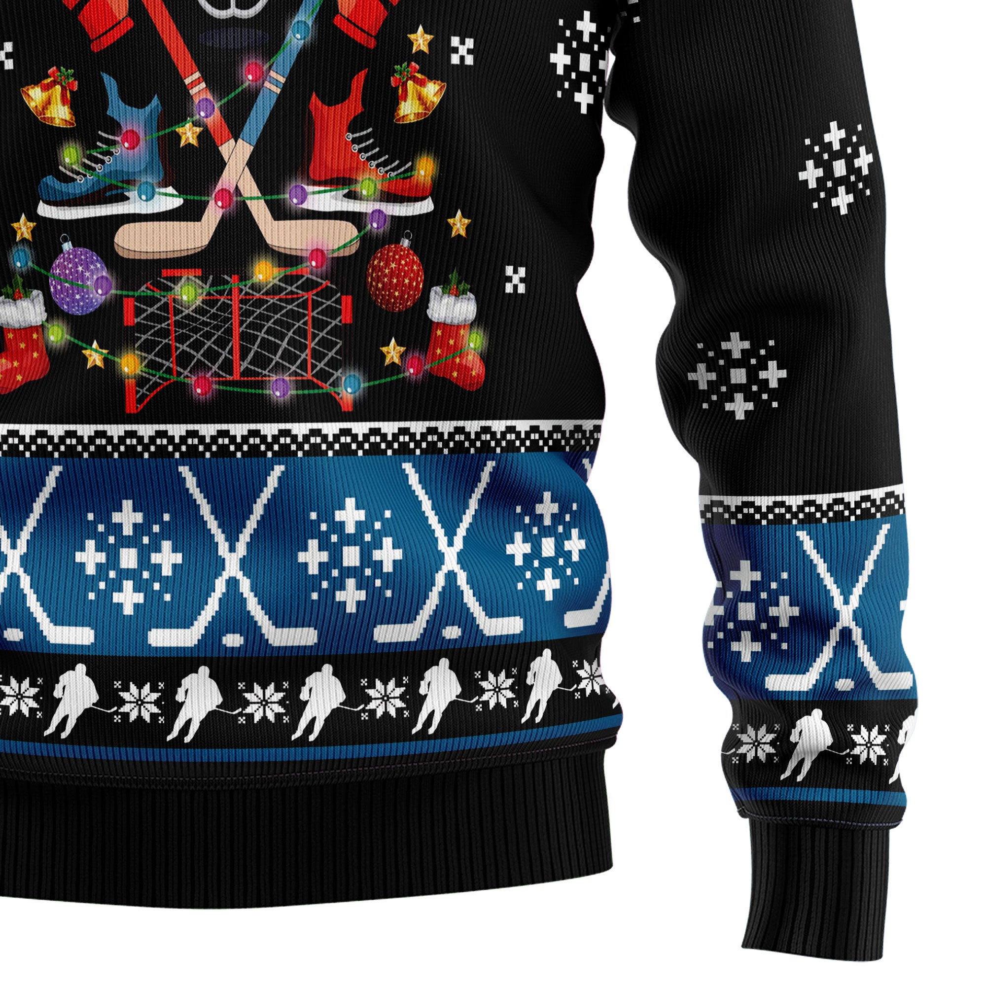 Happy Hockeyday Ugly Christmas Sweater for Men and Women, Funny Holiday Party Gift for Hockey Players And Fans