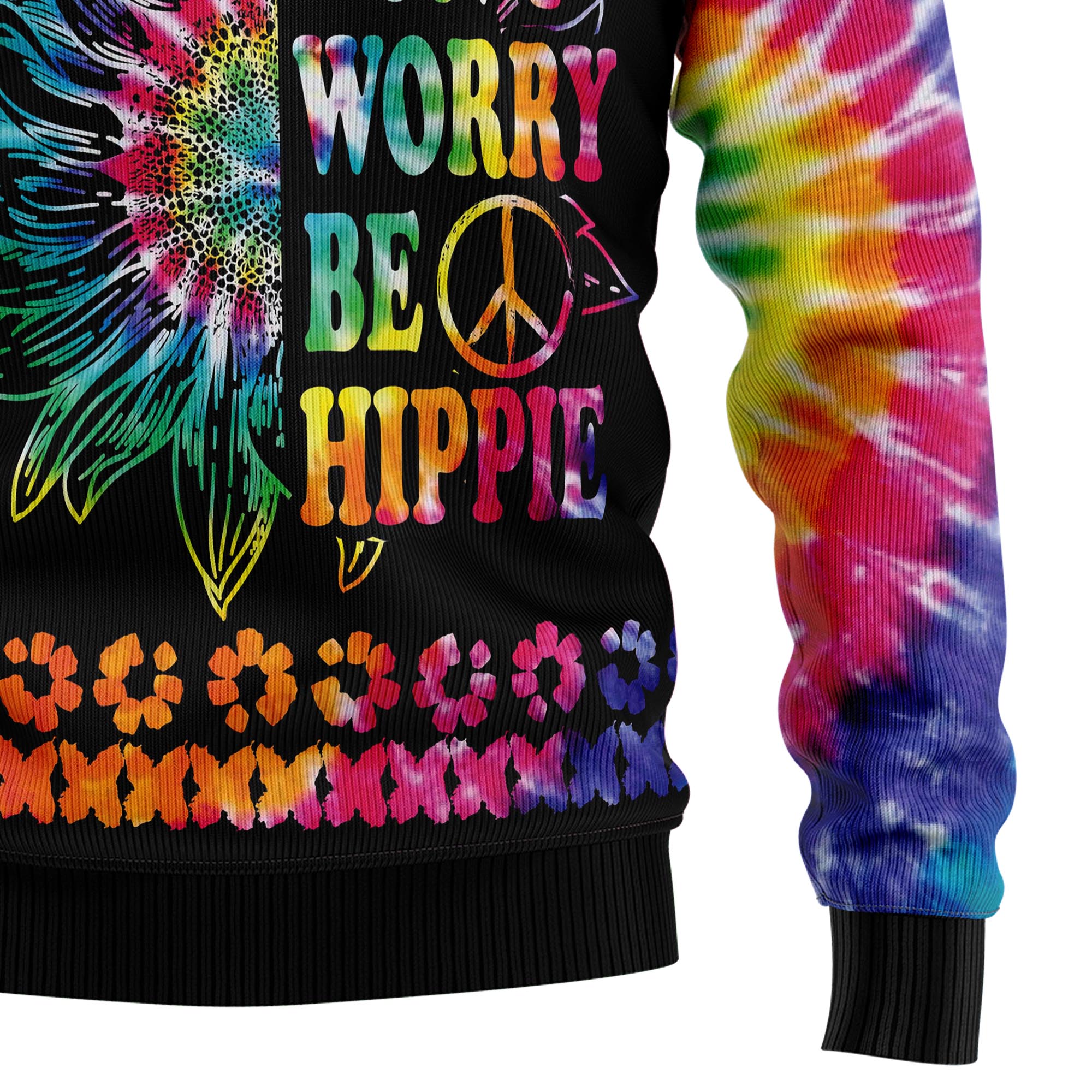 Hippie Tie Dye Color Ugly Christmas Sweater, Unisex Holiday Party Outfit, Xmas Gift for Hippie and Tie Dye Fans