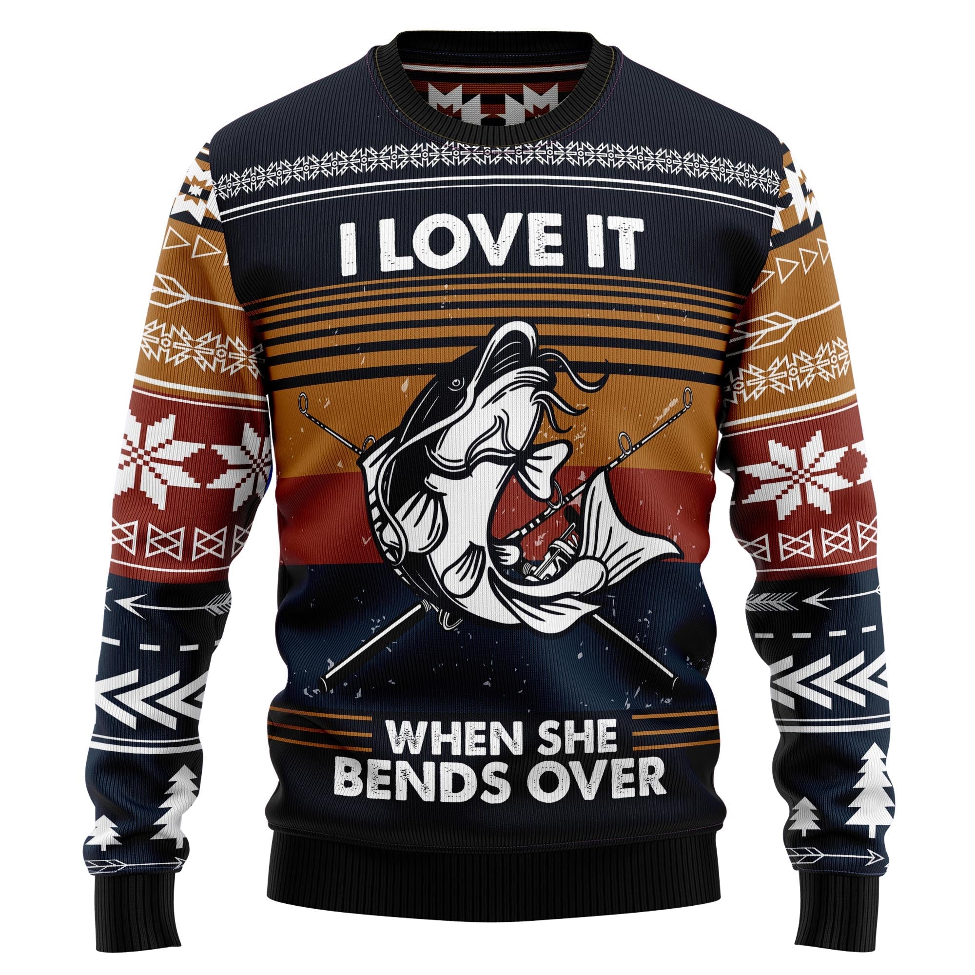 Fishing I Love It Ugly Christmas Sweater, Funny Fishing Holiday Pullover, Holiday Gatherings and Family Photos