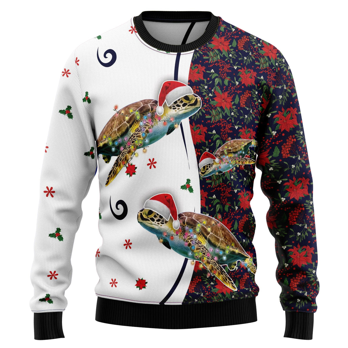 Turtle Christmas Lights Ugly Christmas Sweater, Reptile Lover Holiday Party Outfit and Gift for Turtle Fans