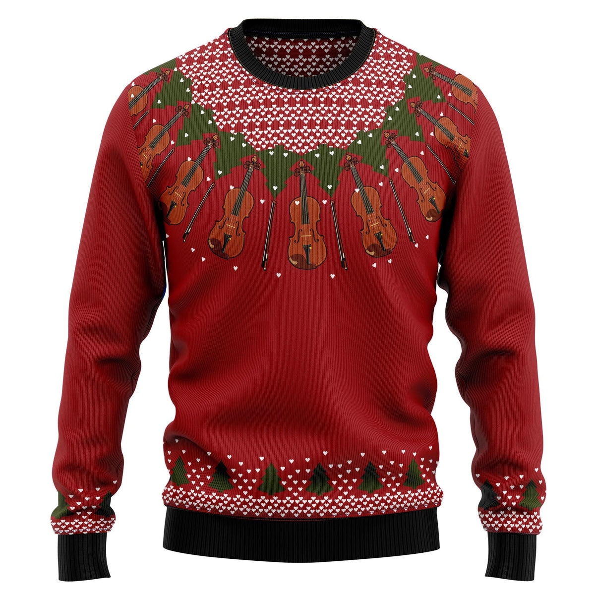 Violin Lover Ugly Christmas Sweater, Music Violin Holiday Pullover for Orchestra Fans, Fun Xmas Party Clothing