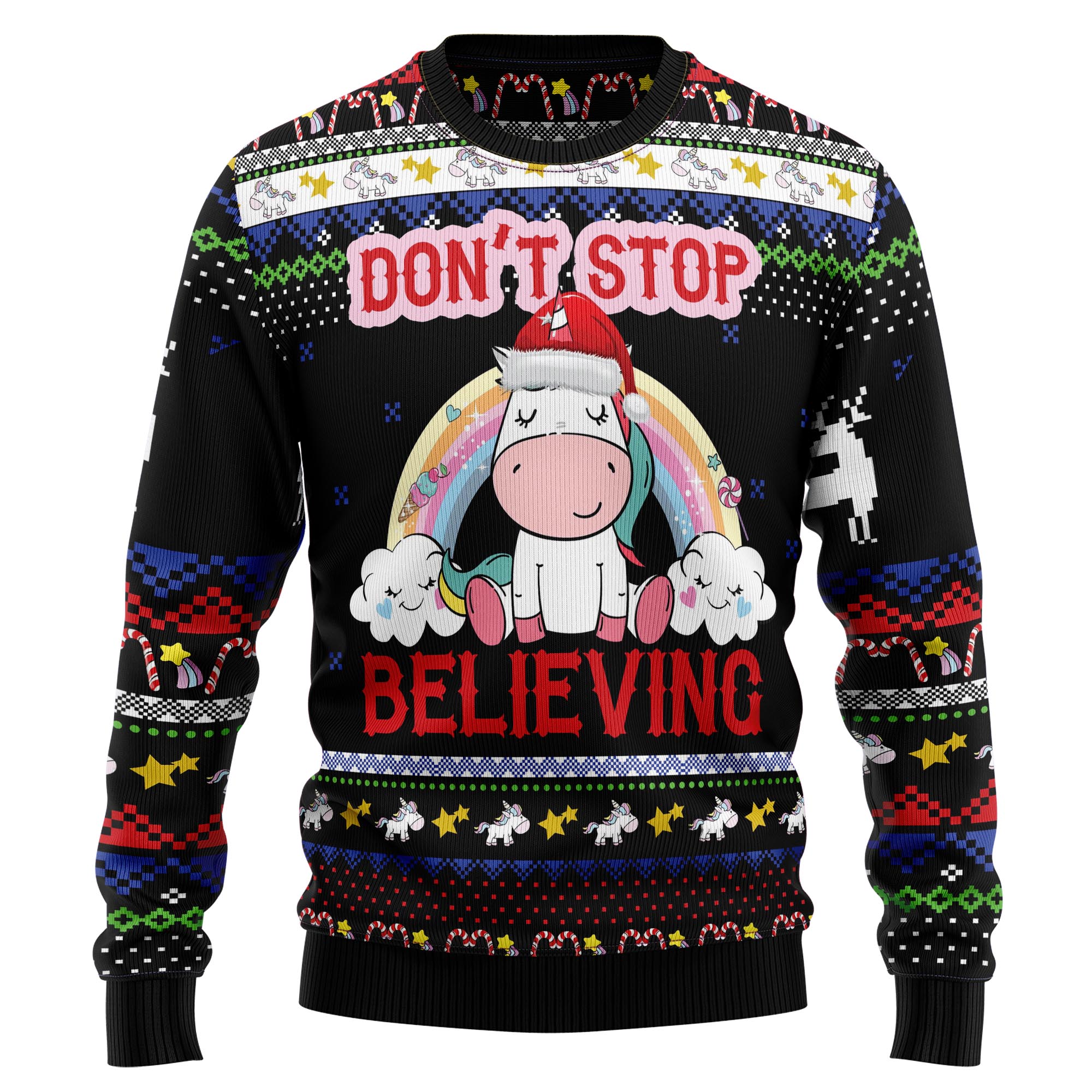 Unicorn Believing Christmas Ugly Christmas Sweater, Unisex Holiday Party Outfit, Xmas Gift for Unicorn Lovers