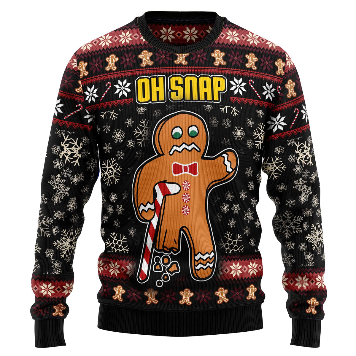 Oh Snap Gingerbread Christmas Sweater - Funny Ugly Christmas Sweater for Men and Women, Unisex Holiday Party Outfit