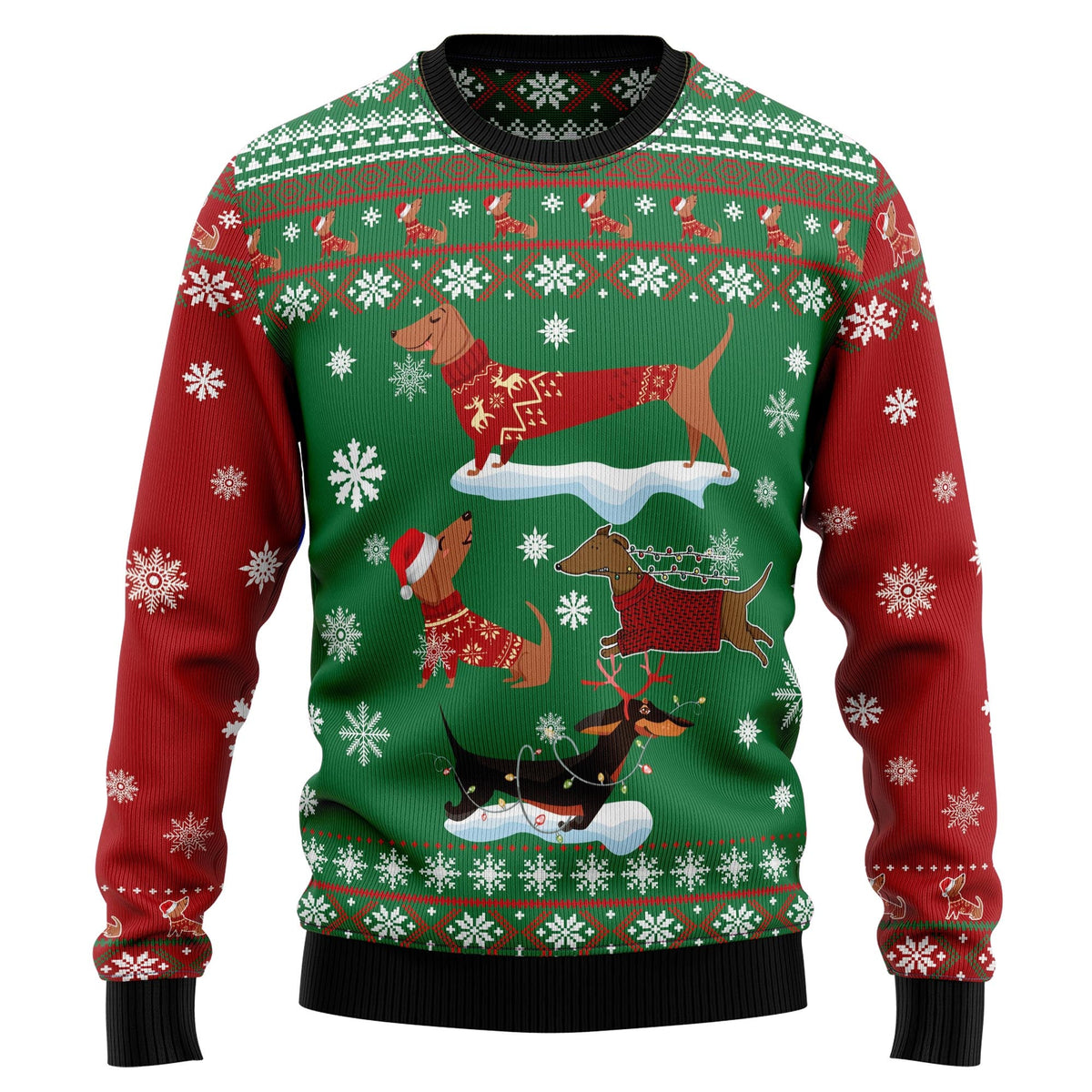 Dachshund Snow Day Ugly Christmas Sweater, Cute Wiener Dog Pullover for Dachshund Owners, Fun Xmas Party Clothing