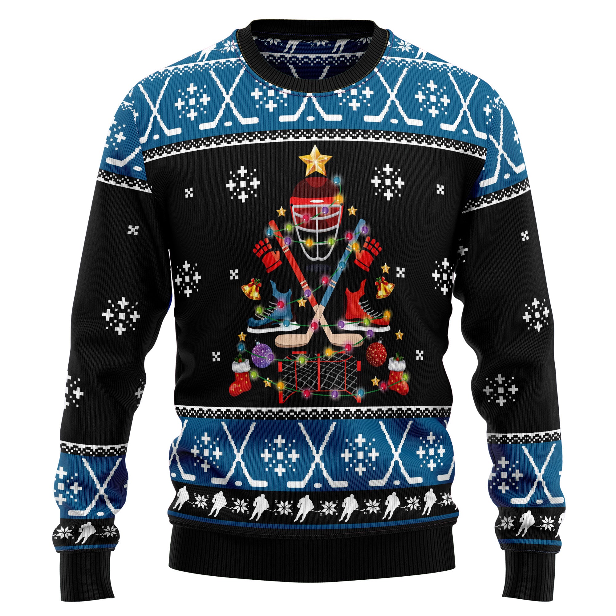 Happy Hockeyday Ugly Christmas Sweater for Men and Women, Funny Holiday Party Gift for Hockey Players And Fans