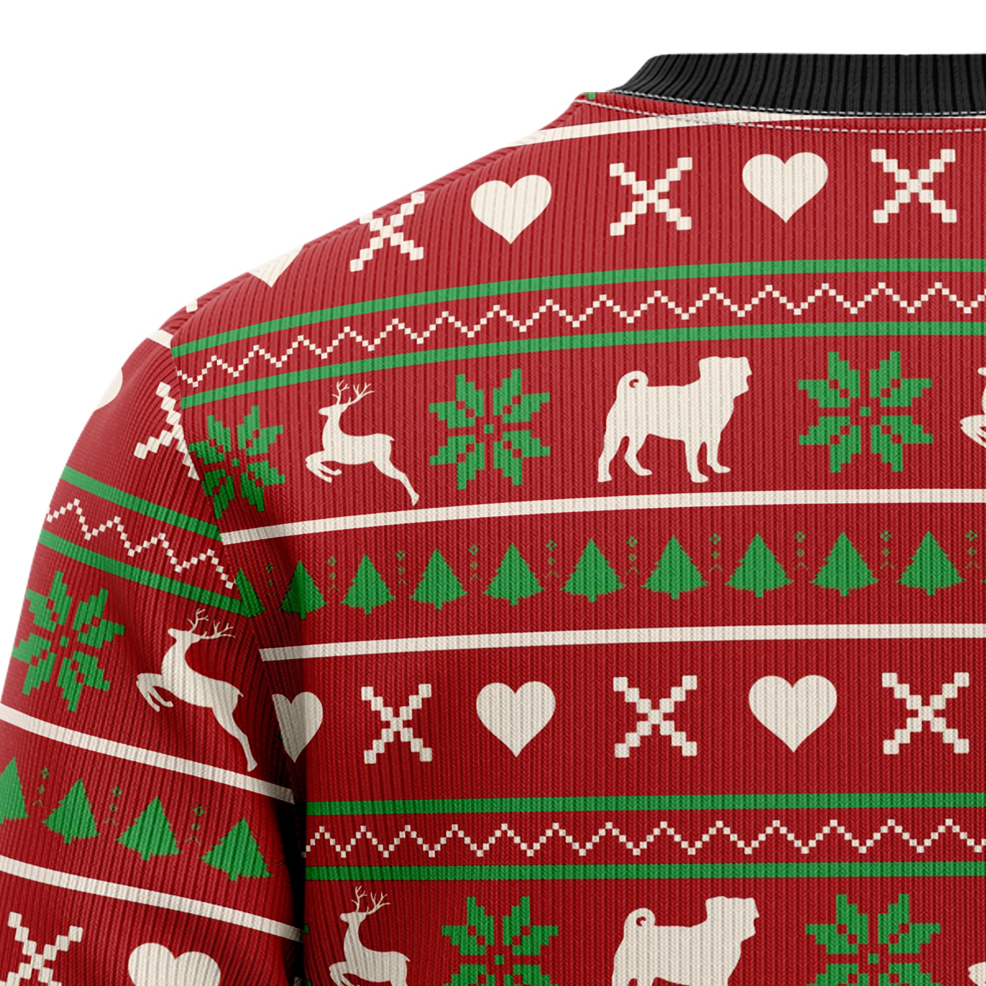 Pug Reindeer Ugly Christmas Sweater for Men and Women, Funny Holiday Party Outfit, Festive Christmas Gift