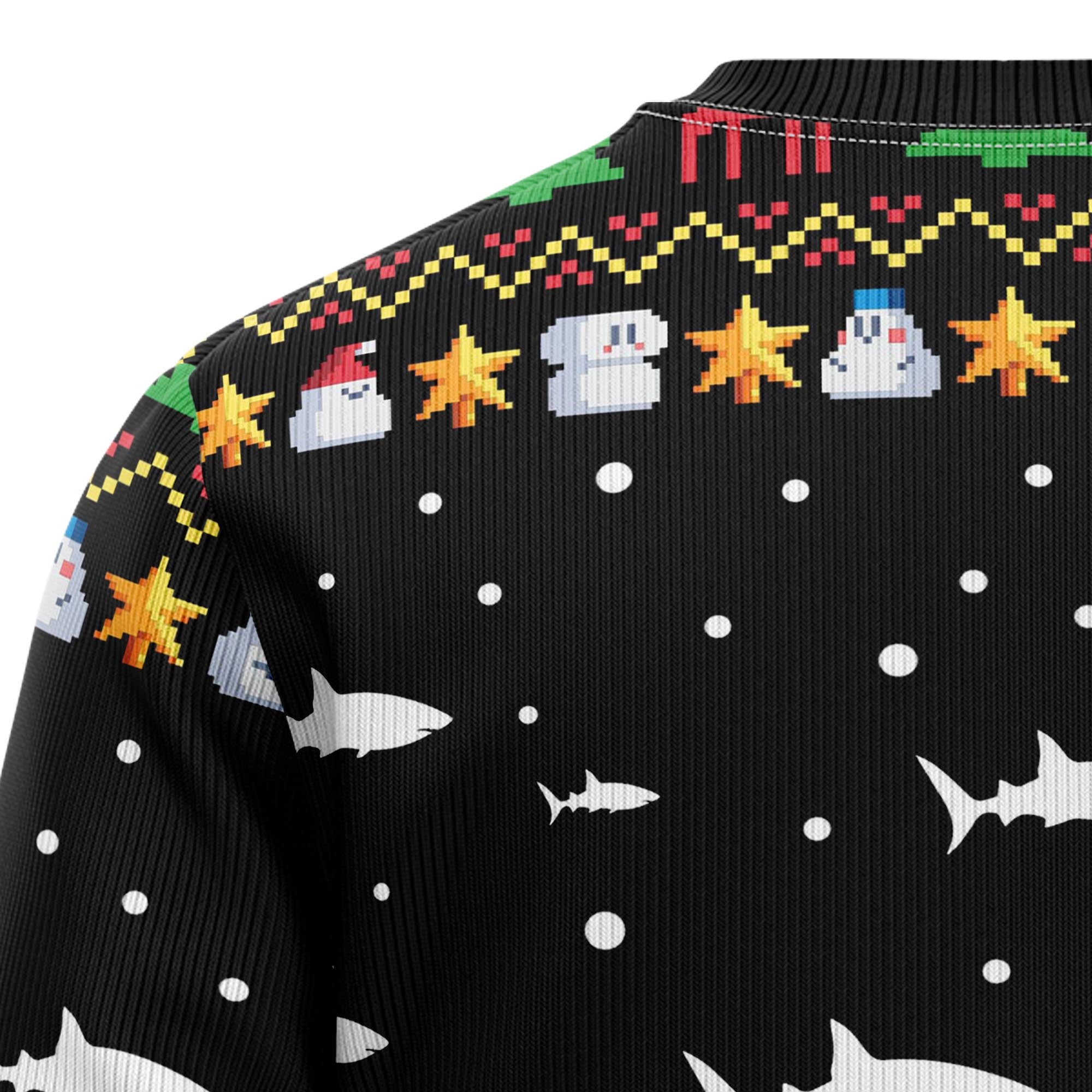 Santa Shark Ho Ho Ho Ugly Christmas Sweater, Funny Holiday Party Outfit for Men and Women, Gift for Shark Lovers