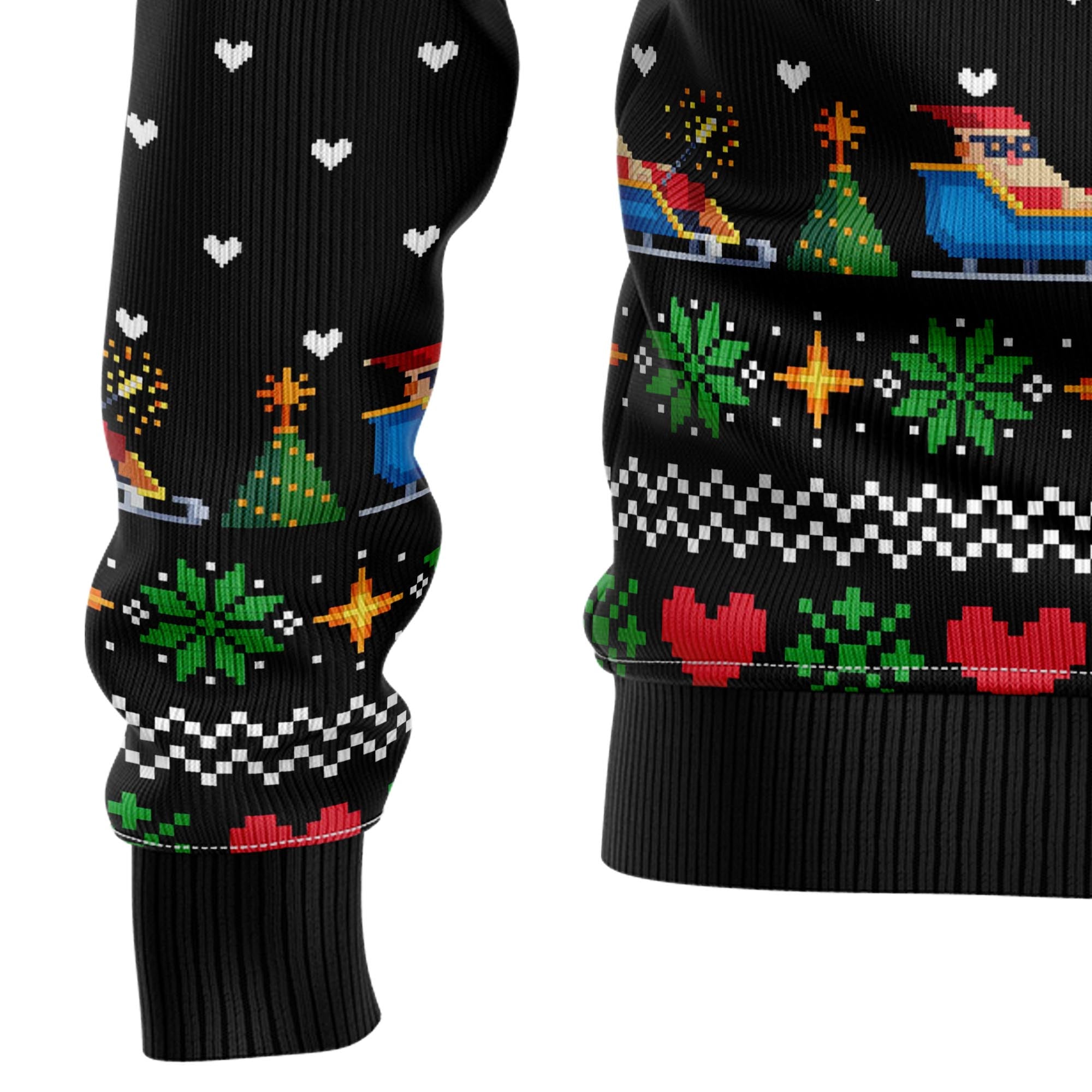 Santa Shark Ho Ho Ho Ugly Christmas Sweater, Funny Holiday Party Outfit for Men and Women, Gift for Shark Lovers