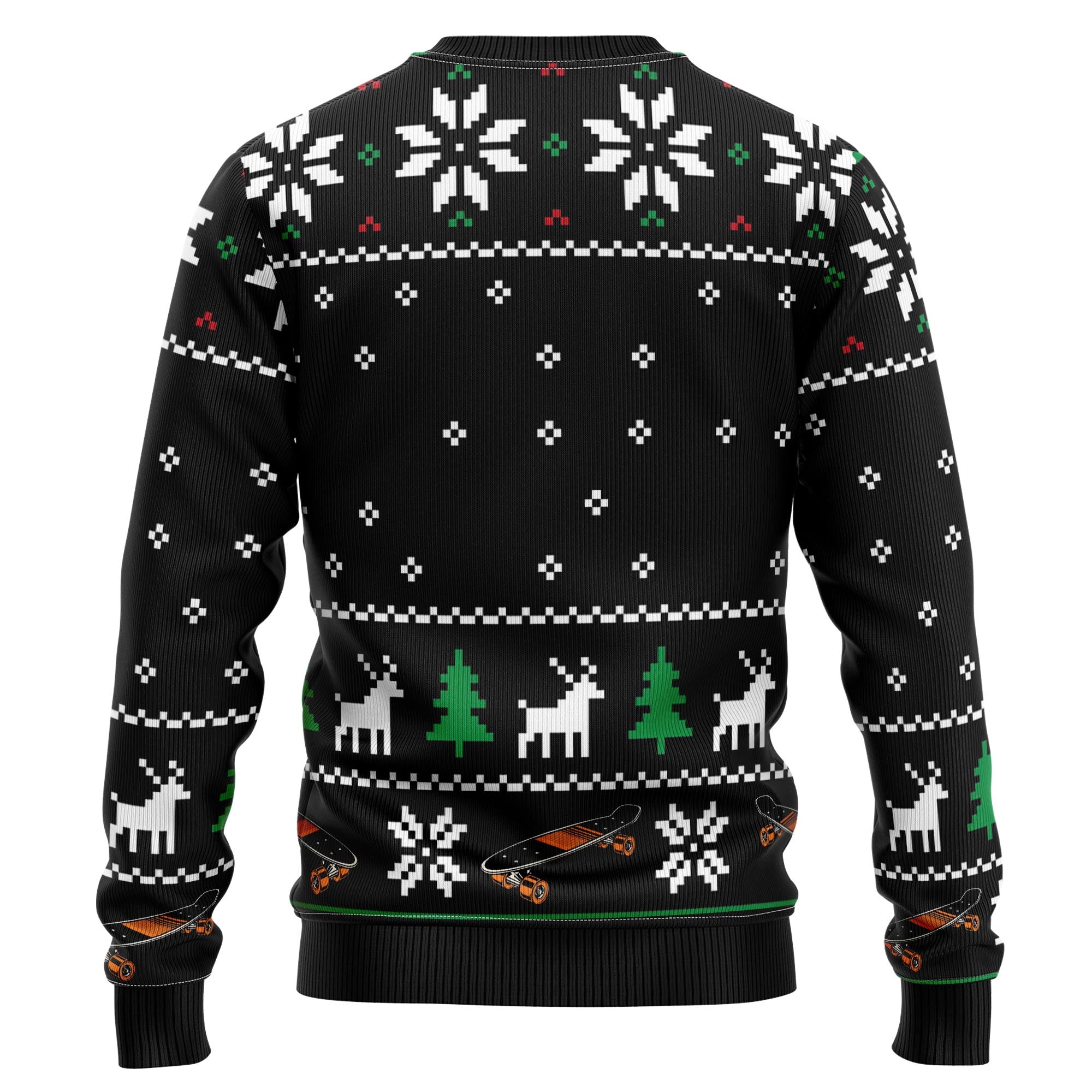 Santa Claus Skateboard Ugly Christmas Sweater, Unisex Holiday Party Outfit, Gift for Skateboarders and Santa Fans