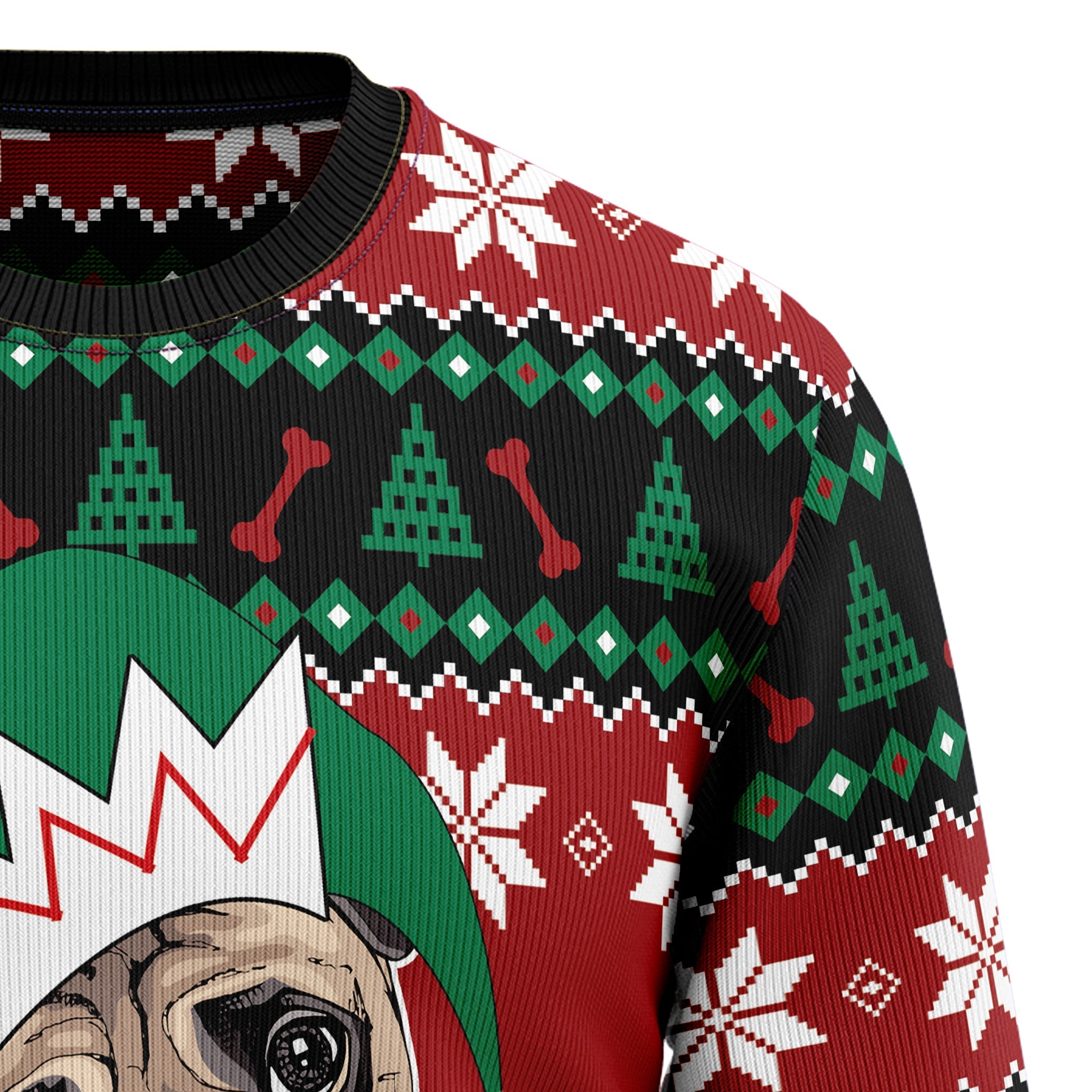 Cute Pug Ugly Christmas Sweater, Festive Dog Holiday Pullover for Pug Lovers, Dog Moms, Dog Dads and Winter Parties