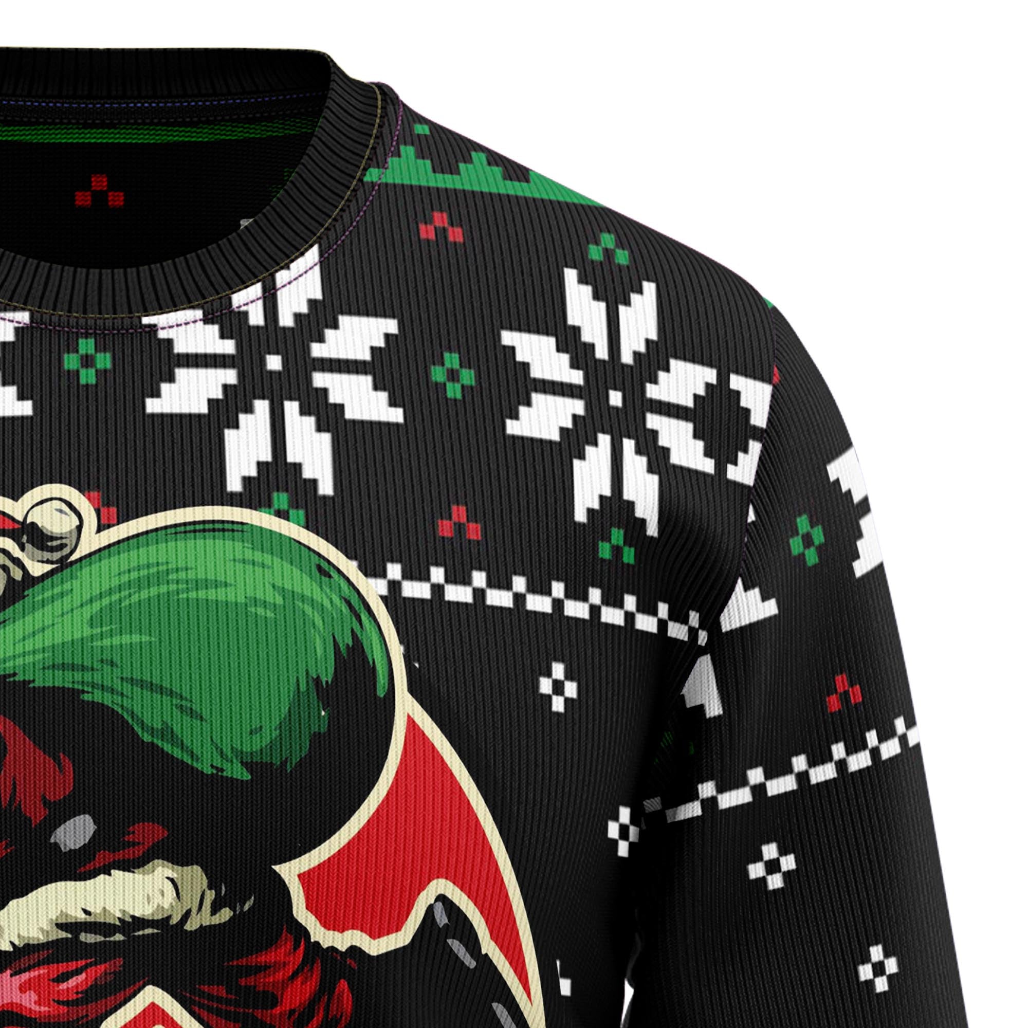Santa Claus Skateboard Ugly Christmas Sweater, Unisex Holiday Party Outfit, Gift for Skateboarders and Santa Fans