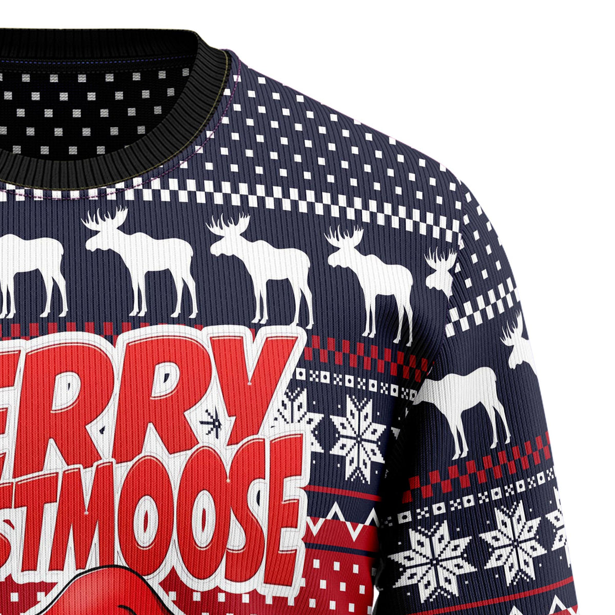 Merry Christmas Moose Ugly Christmas Sweater, Festive Moose Pullover for Wildlife Fans, Fun Xmas Party Clothing