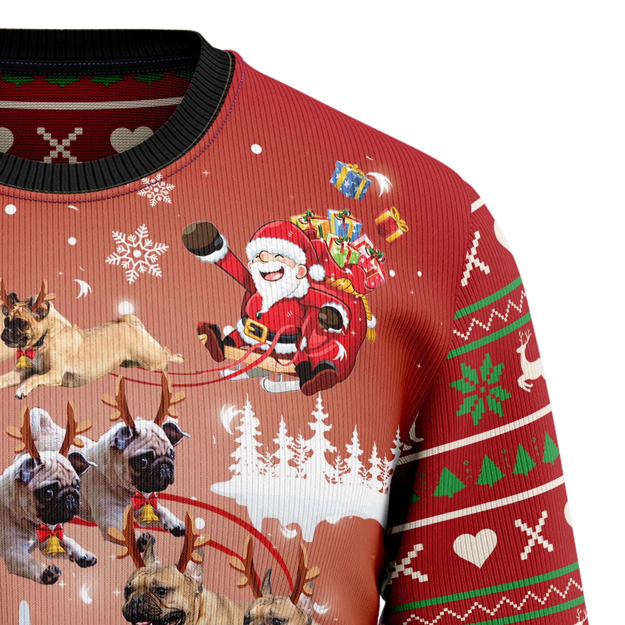 Pug Reindeer Ugly Christmas Sweater for Men and Women, Funny Holiday Party Outfit, Festive Christmas Gift