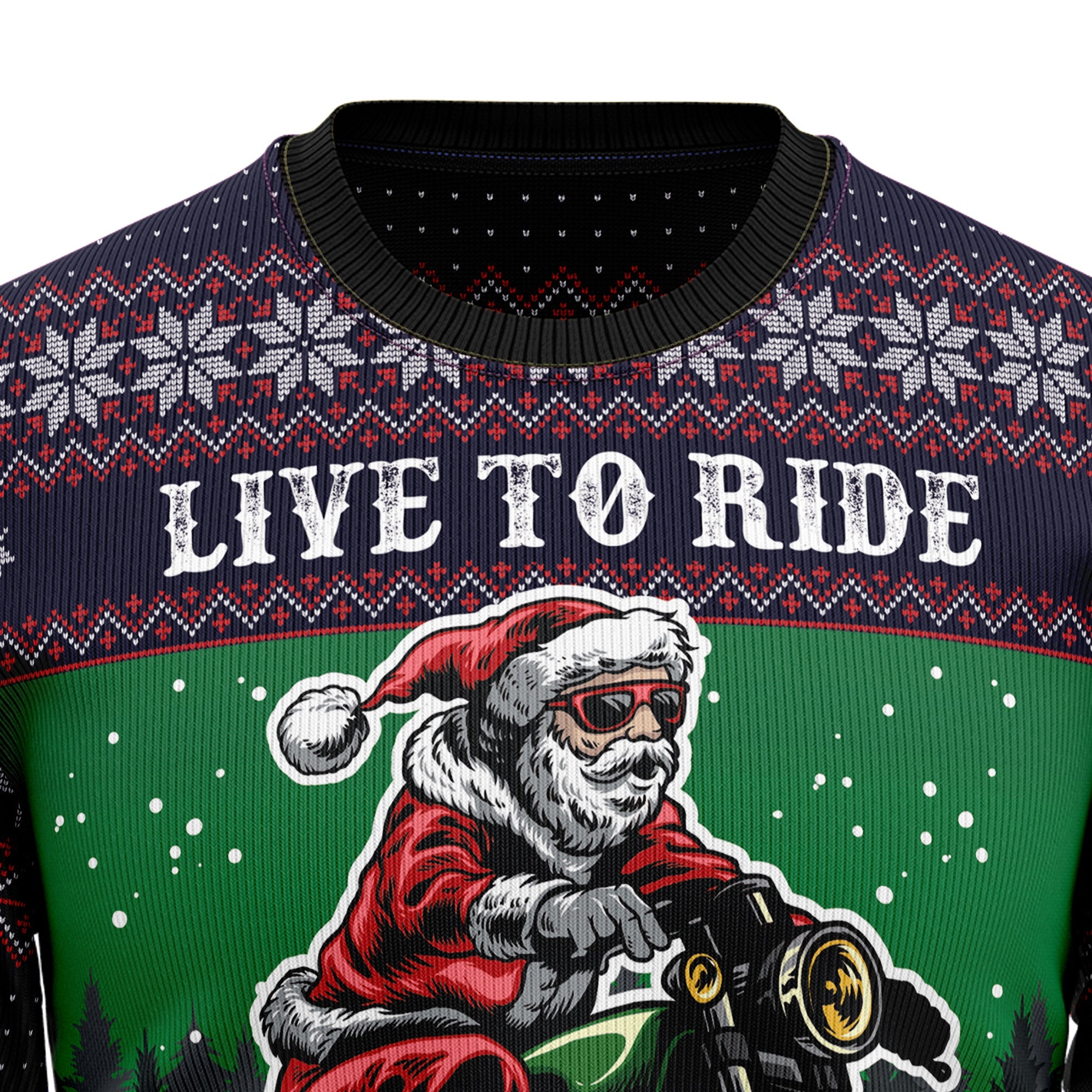Motorcycle Ugly Christmas Sweater, Biker Holiday Pullover for Motorcyclists, Motocross Fans and Christmas Parties
