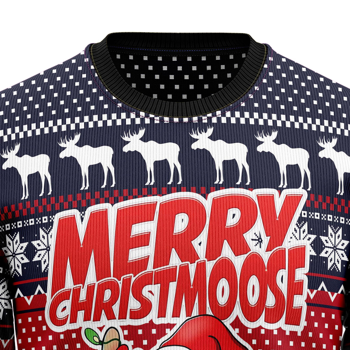 Merry Christmas Moose Ugly Christmas Sweater, Festive Moose Pullover for Wildlife Fans, Fun Xmas Party Clothing